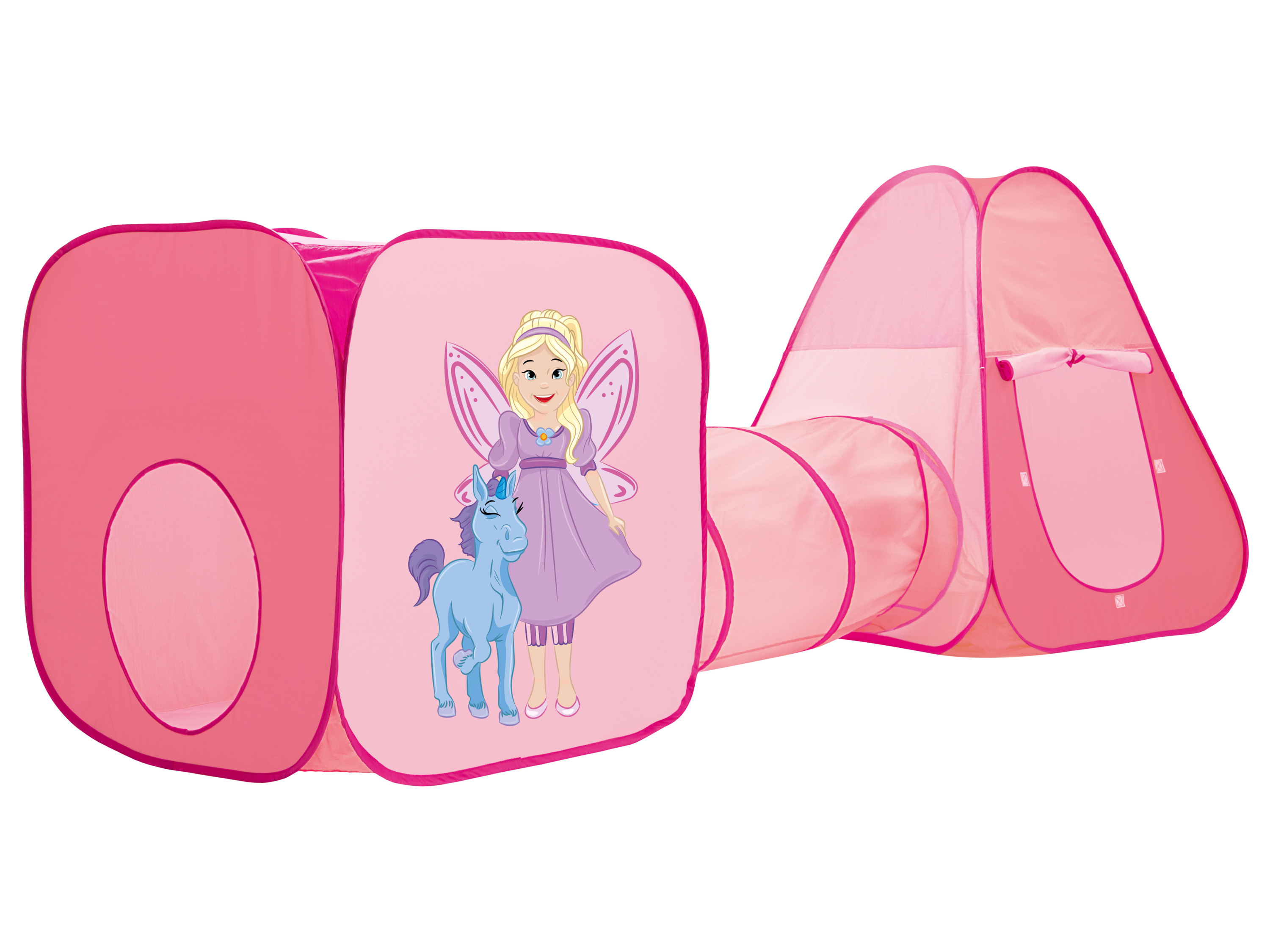 Playtive Namiot do zabawy z tunelem, 3 elementy Różowy