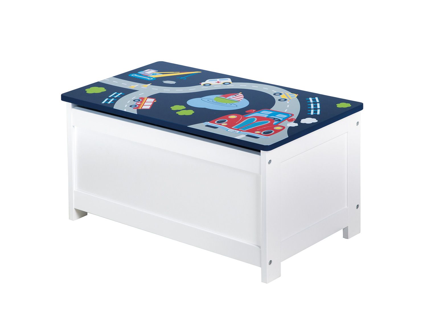 roba Skrzynia na zabawki z funkcją siedzenia, z płyty MDF Kierowca wyścigowy