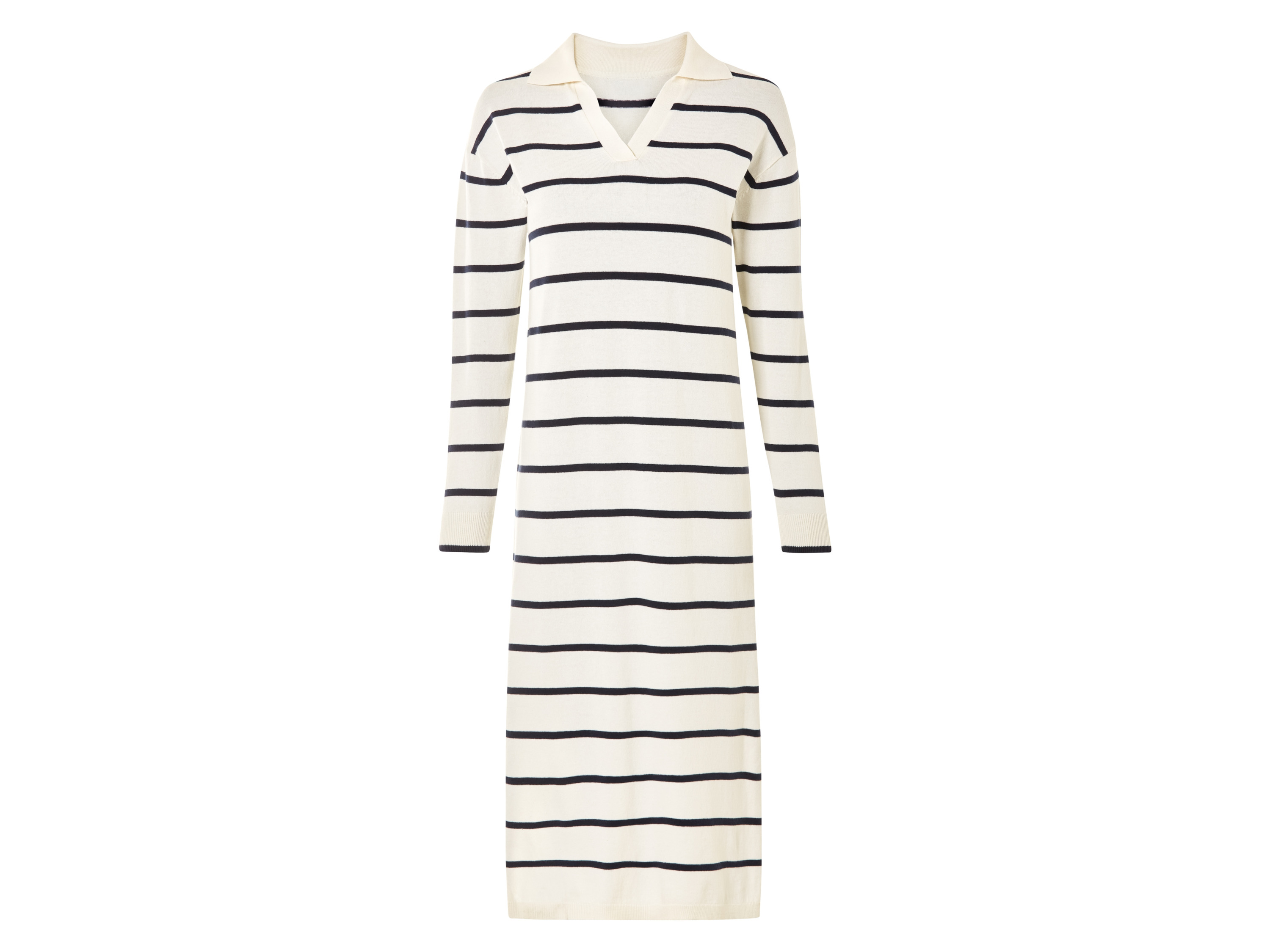 esmara Sukienka midi damska z bawełną organiczną beżowy/granatowy/paski, Xl48/50