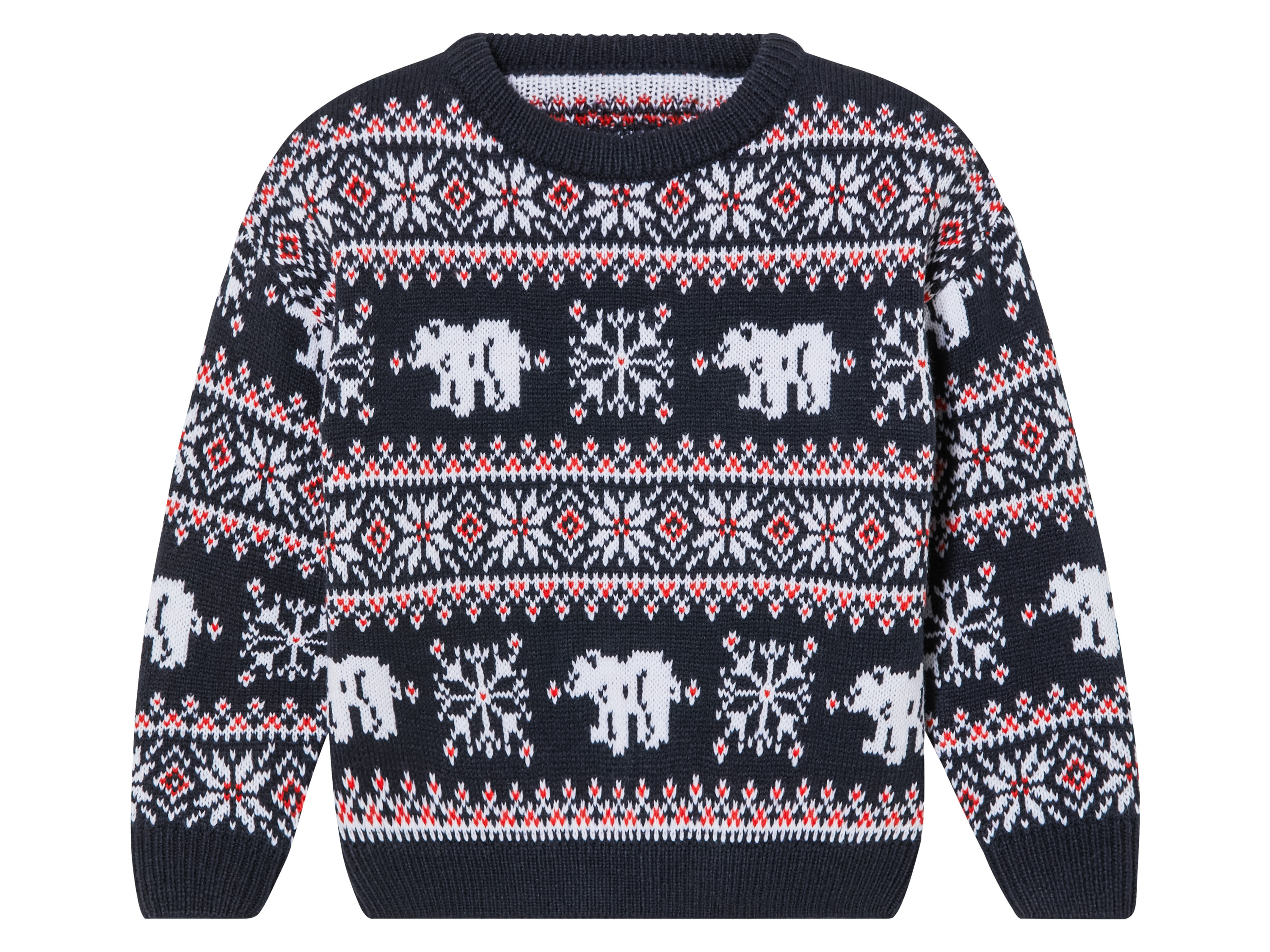 lupilu Sweter chłopięcy z dzianiny 122/128, Granatowy/biały