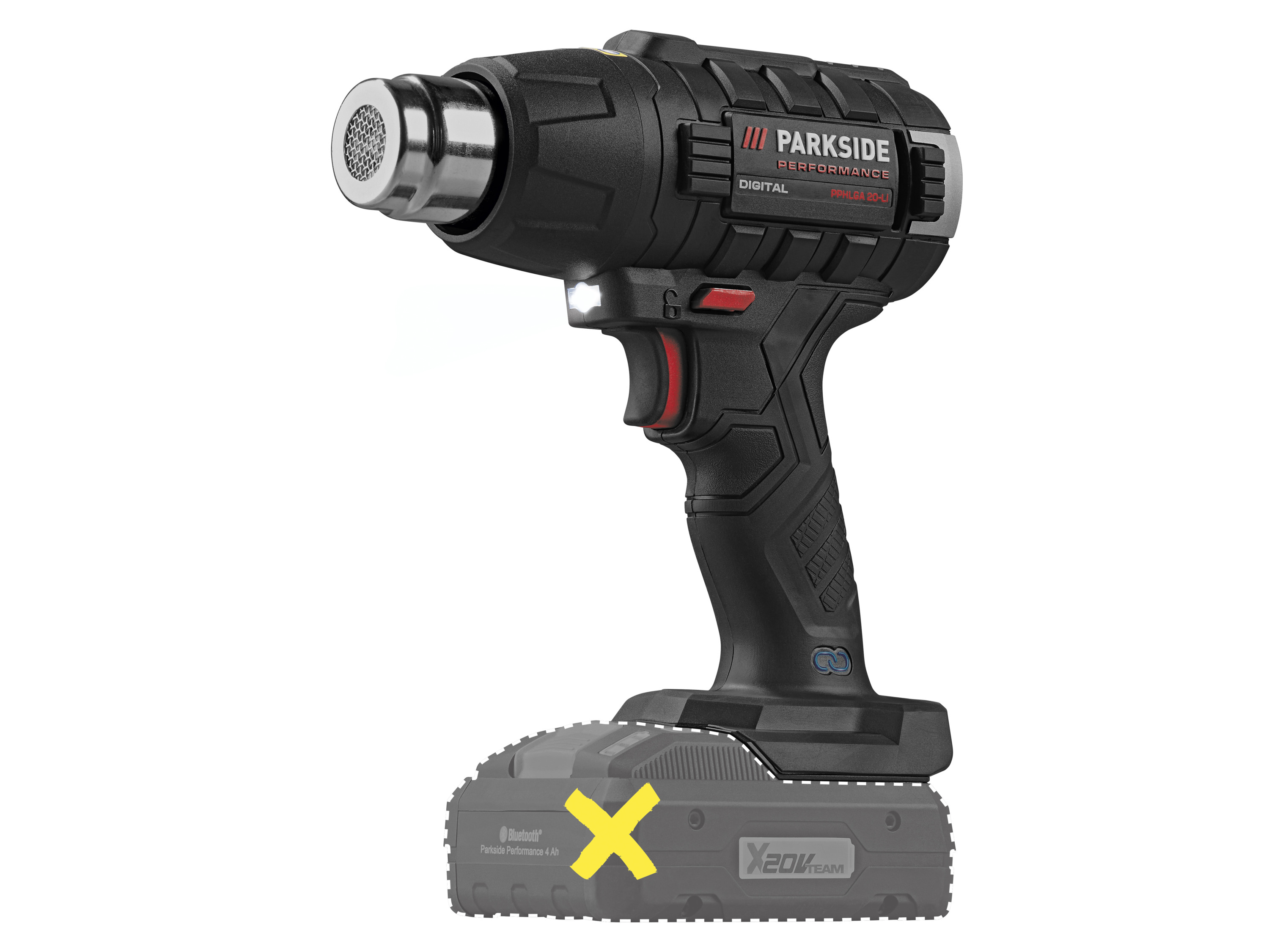 Parkside Performance Akumulatorowa dmuchawa gorącego powietrza 20 V, Pphlga 20-Li A2 bez akumulatora i ładowarki