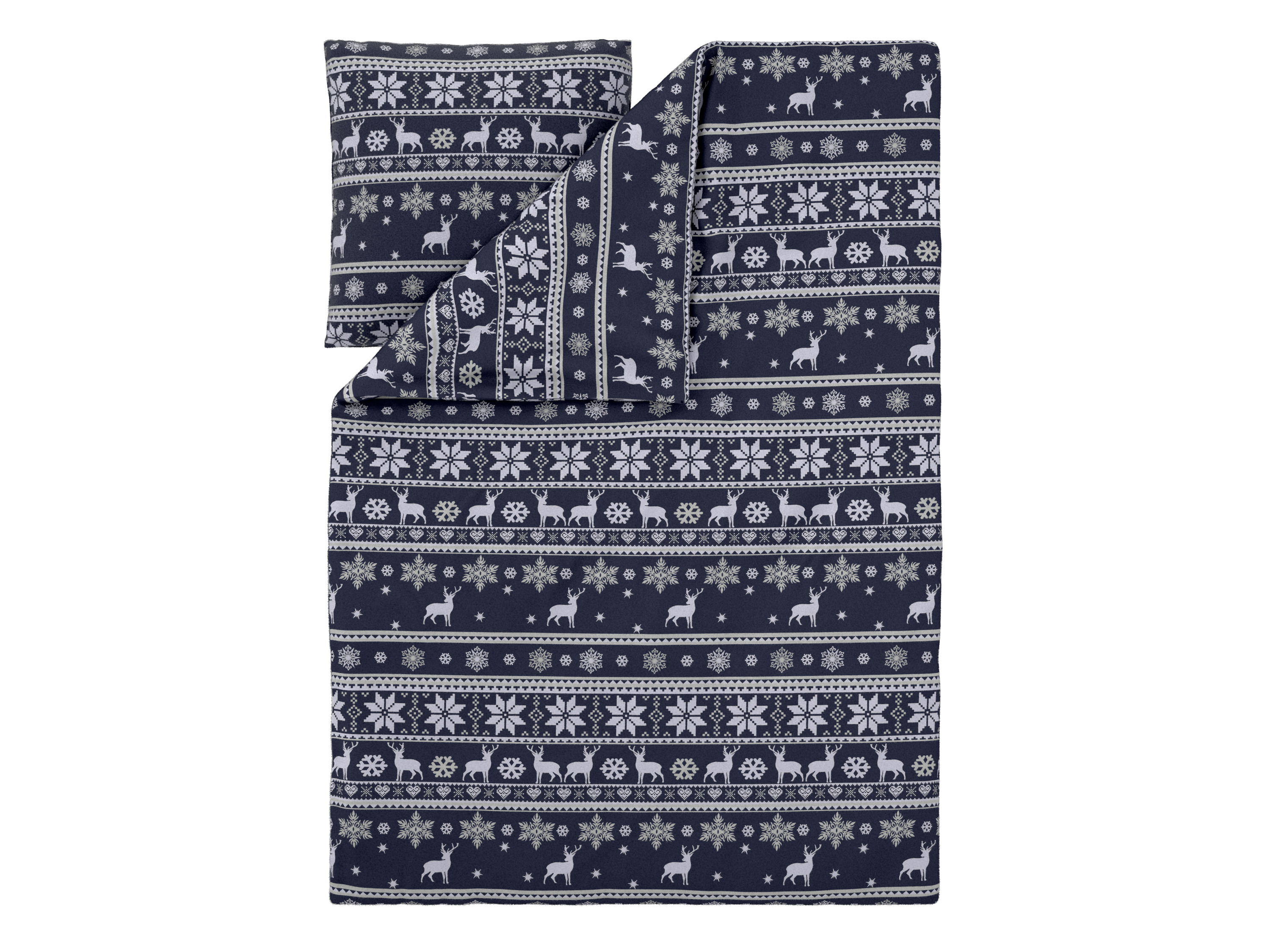 Livarno Pościel z polaru, 140 x 200 cm Ciemnoniebieski/ biały