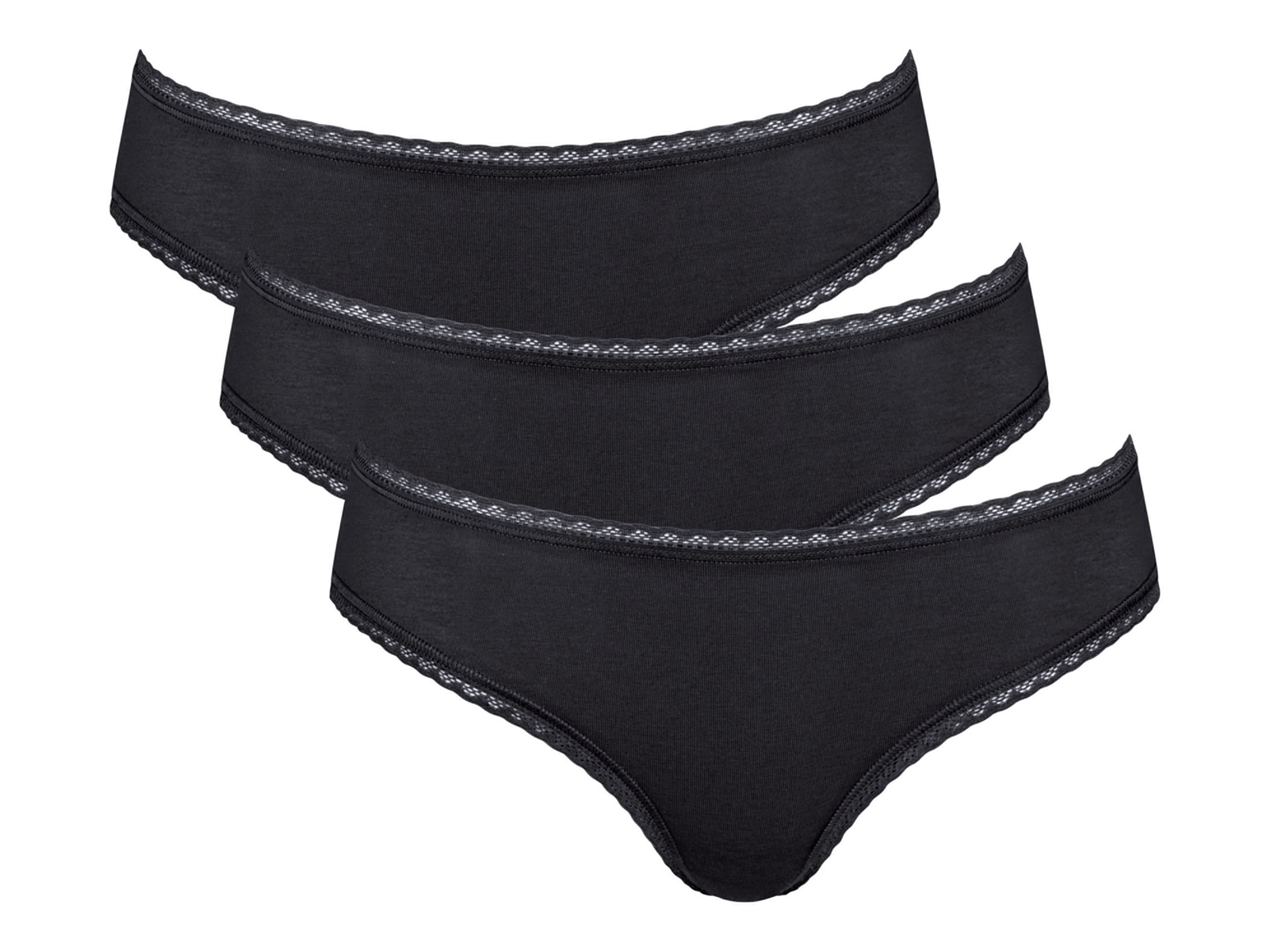 Hello by Sloggi Majtki hipstery damskie z bawełny, 3 pary Hipster czarny, 40