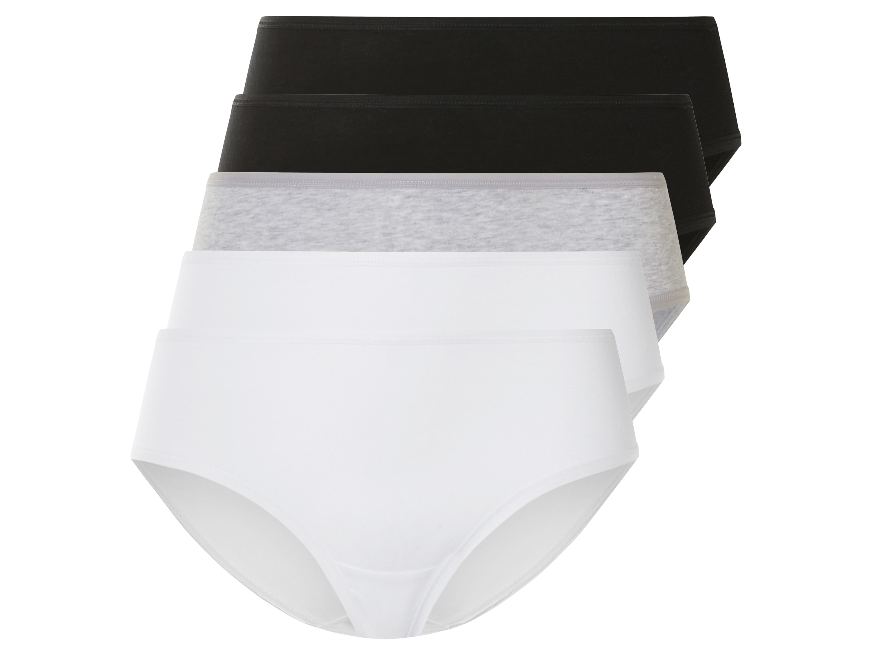 esmara Majtki hipstery damskie z bawełny, 5 par Czarny/ szary/ biały, S36/38