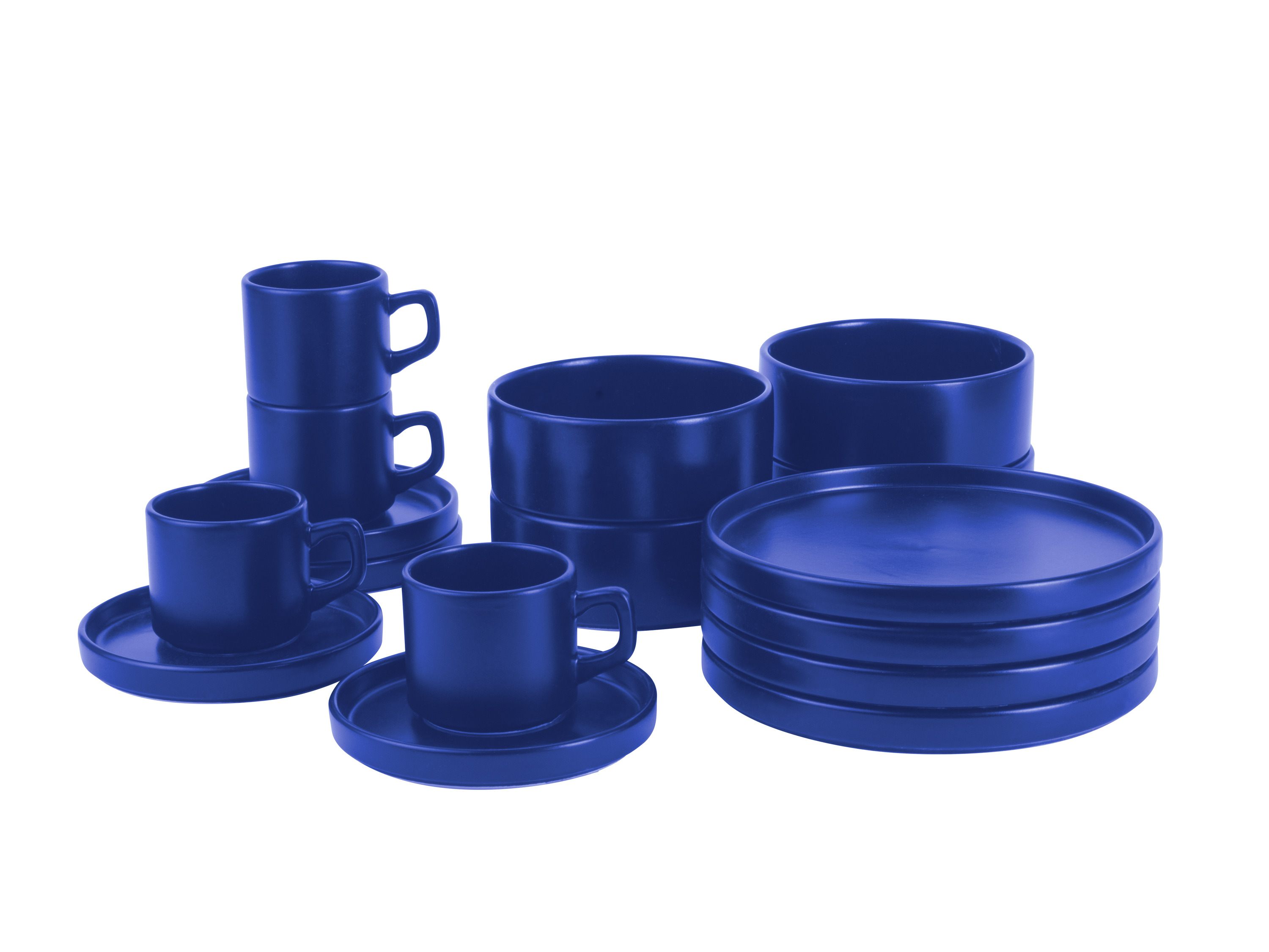 Mövenpick Zestaw naczyń skandynawskich, z ceramiki porowatej, 16 elementów Niebieski