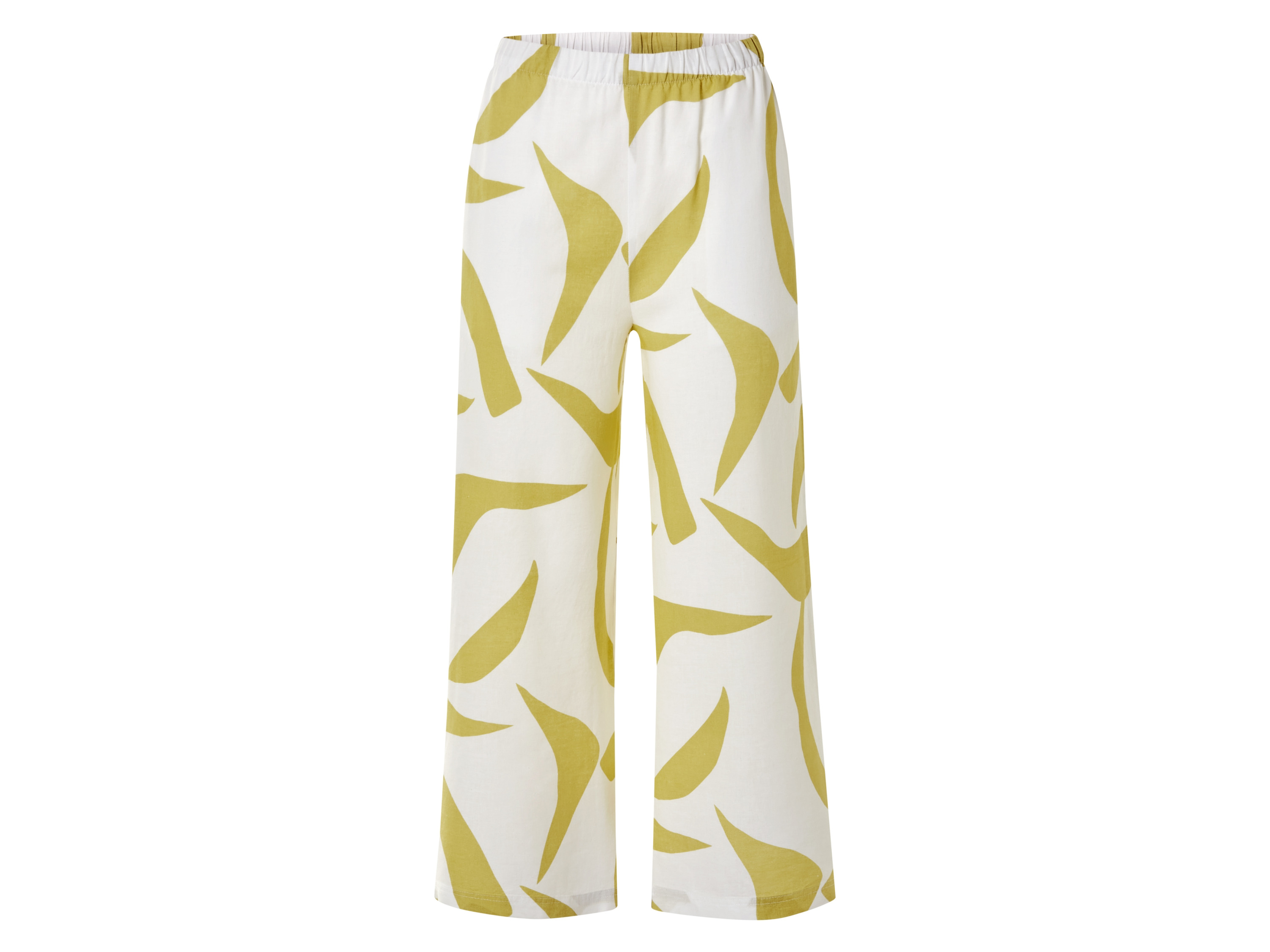 esmara Spodnie damskie z lnem i bawełną Biały/zielony, 42