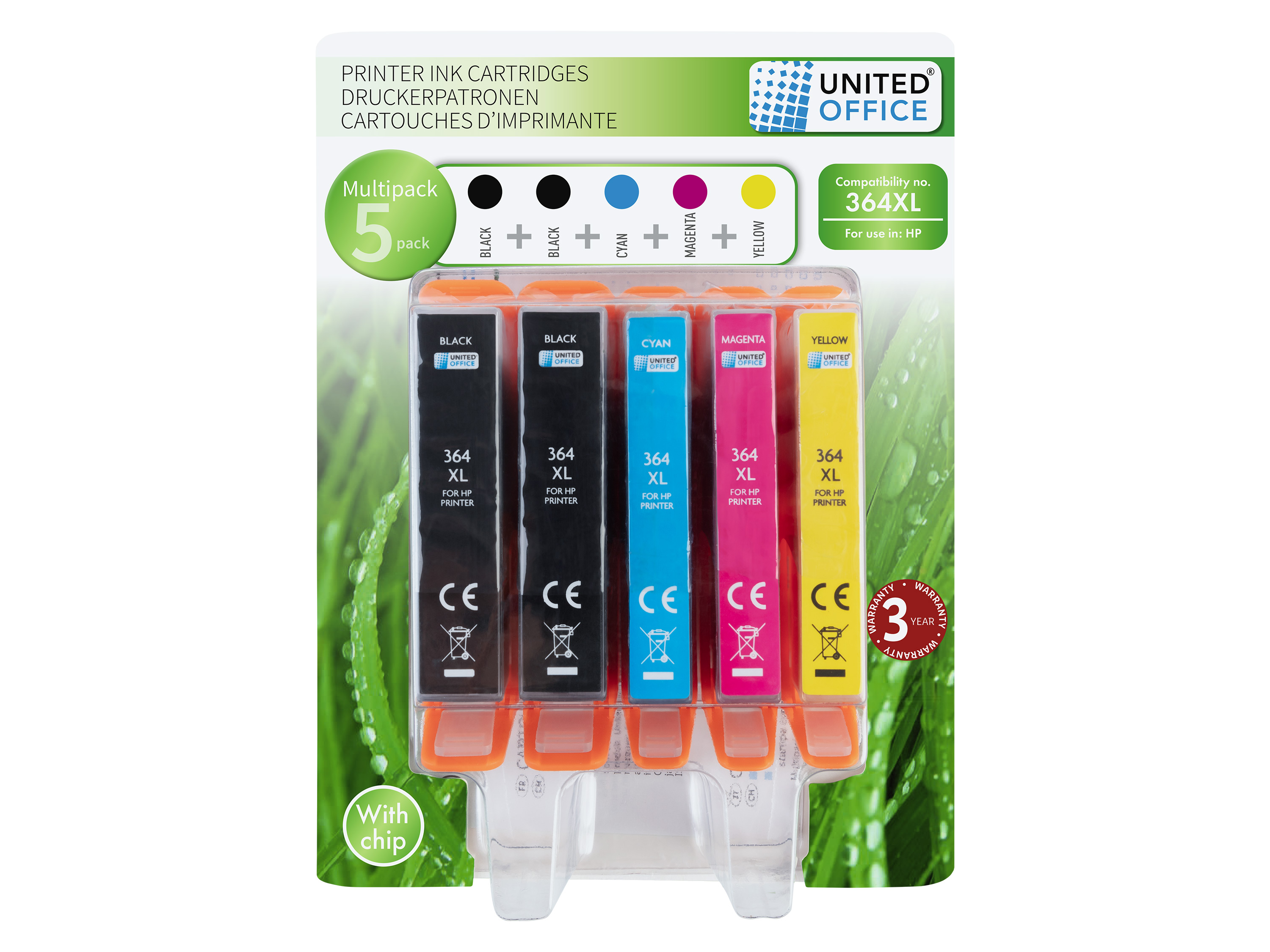 United Office Wkłady atramentowe tusze do drukarki, multipack 364 XL, 5-pak