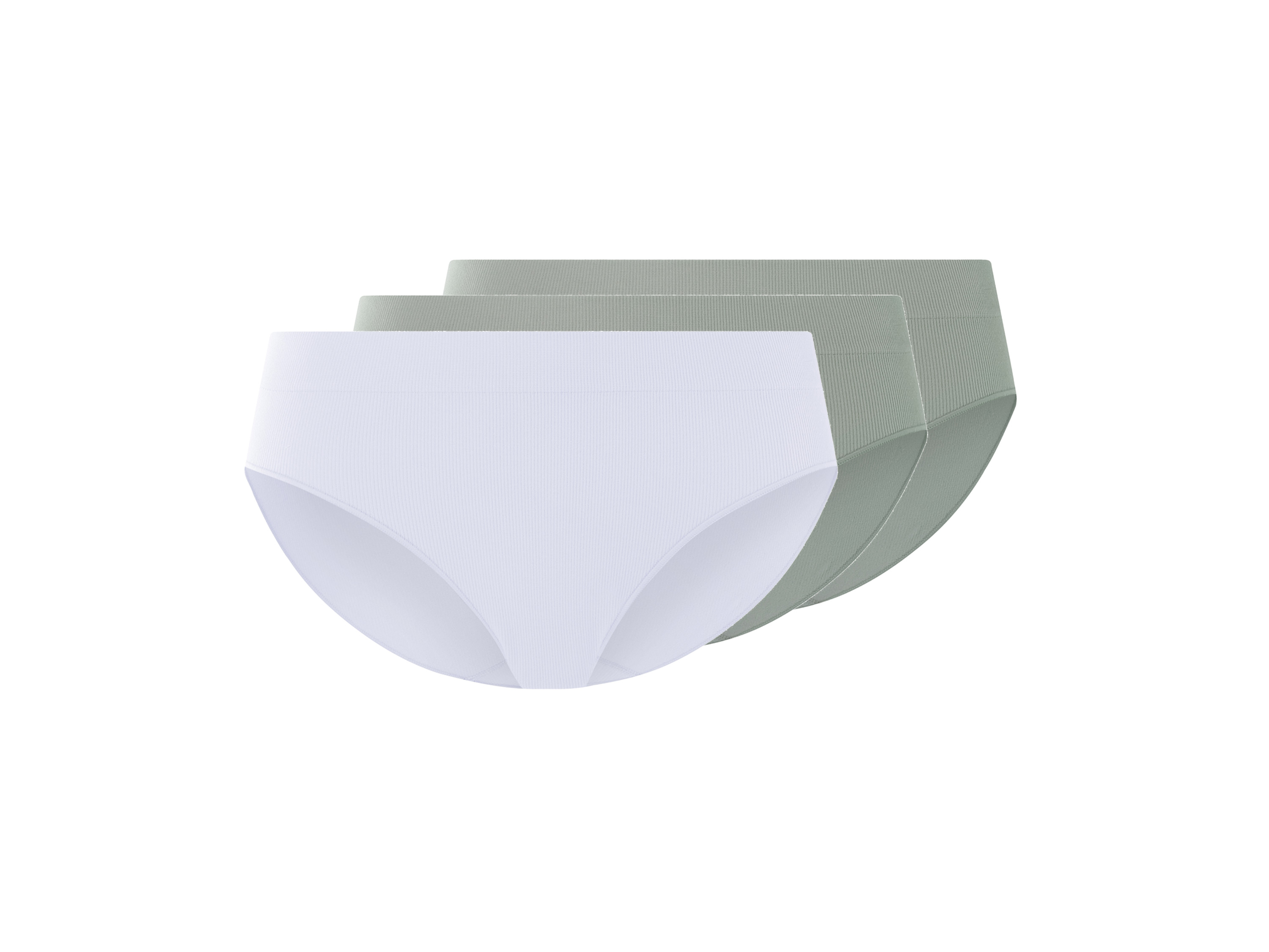esmara Majtki figi prążkowane damskie, 3 pary Zielony/biały, M40/42