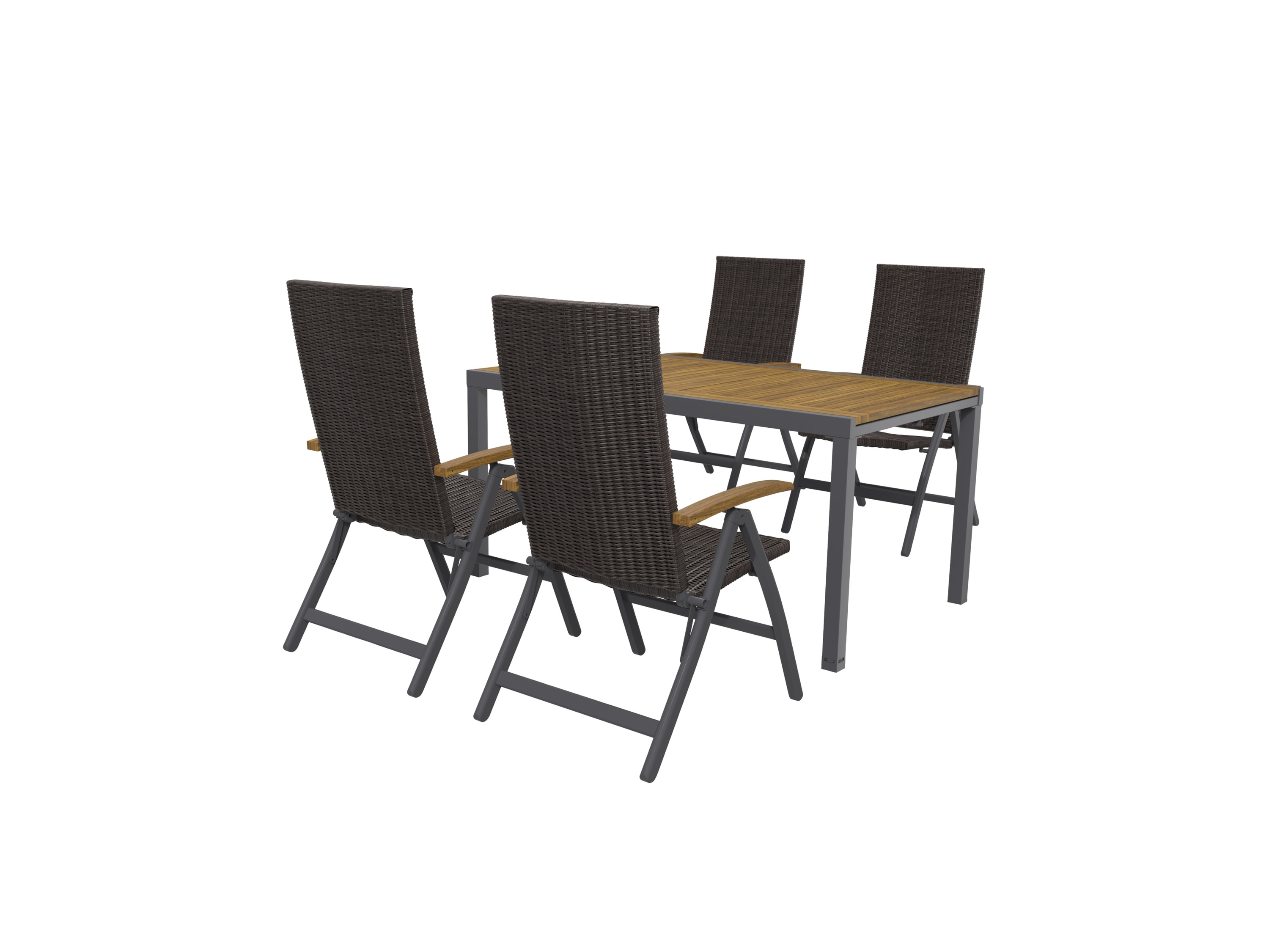 Livarno home Zestaw mebli ogrodowych z plecionki Valencia, stół rozkładany i 4 fotele