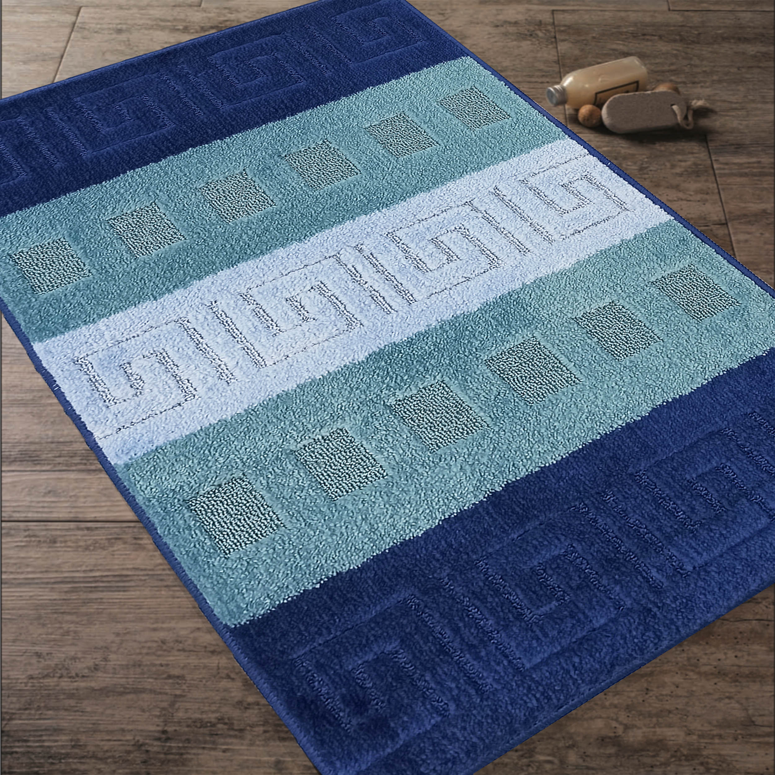 Komplet Dywaników Łazienkowych Montana Elite XL - Niebieski Pod WC Antypoślizgowy