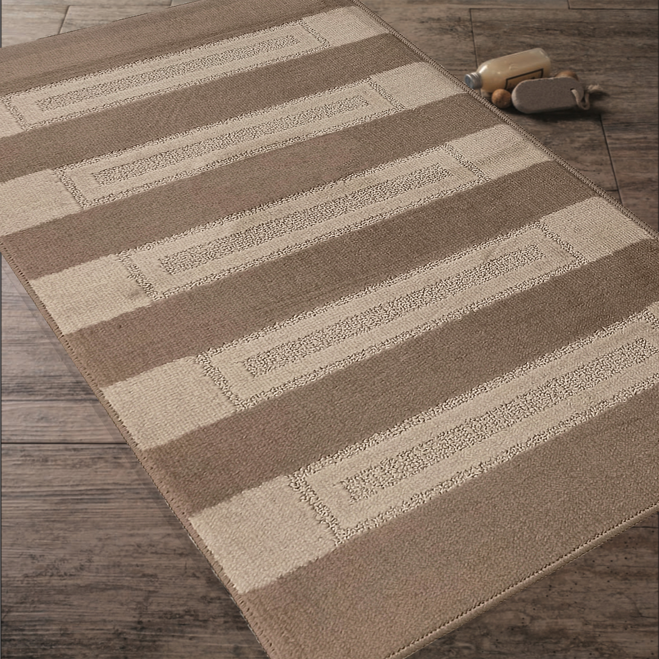 Komplet Dywaników Łazienkowych Montana Saidtex XL - Beżowy Pod WC Antypoślizgowy