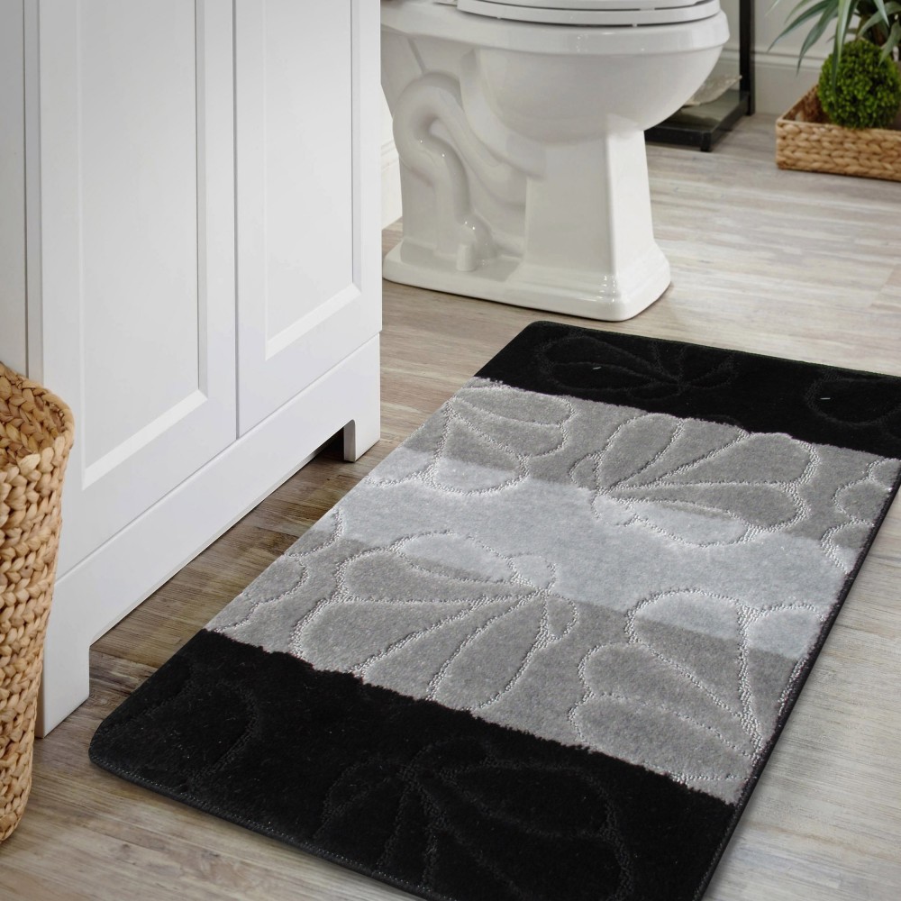 Komplet Dywaników Łazienkowych Montana 01 czarny Pod WC Antypoślizgowy