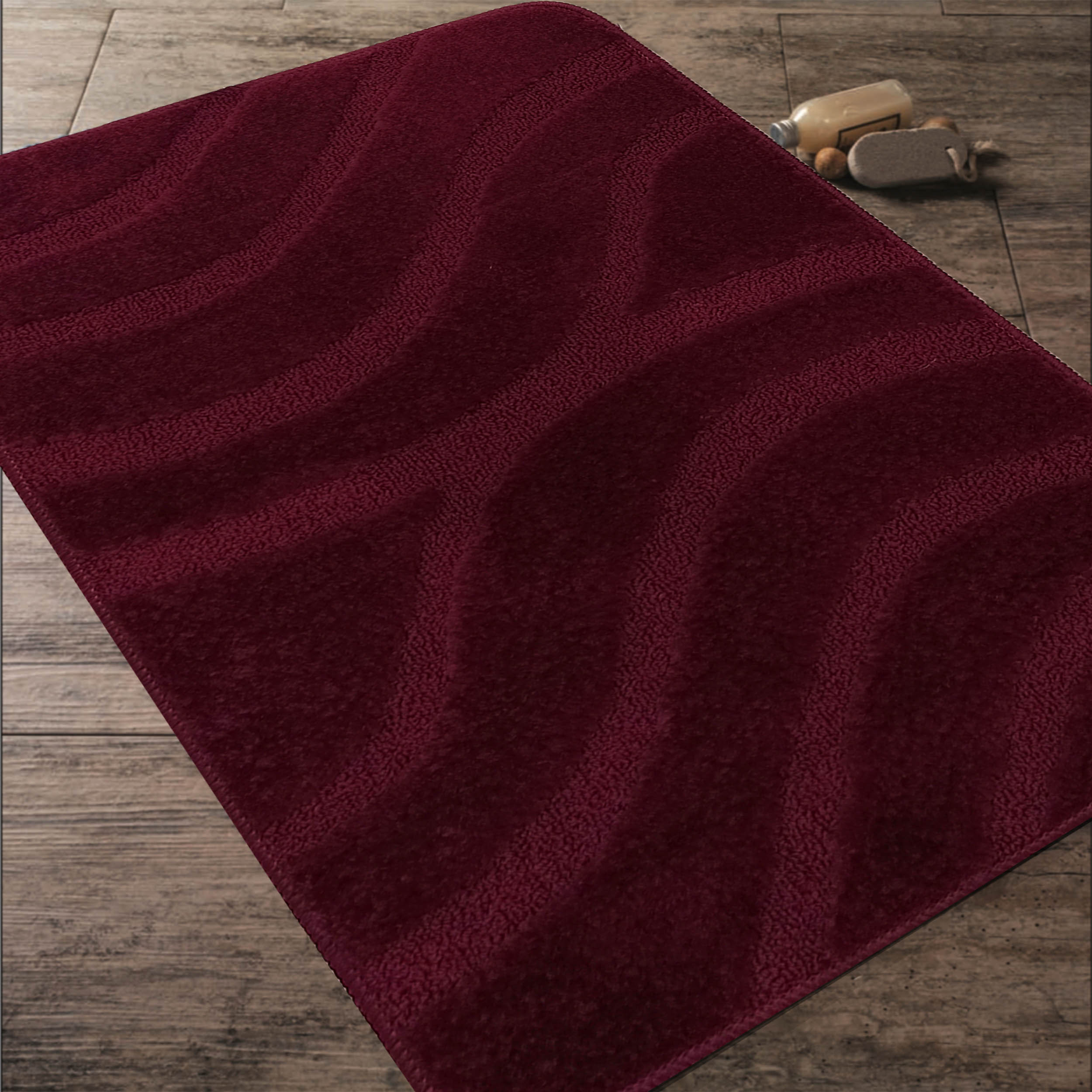 Komplet Dywaników Łazienkowych Montana Symphony - Burgundowy Pod WC Antypoślizgowy