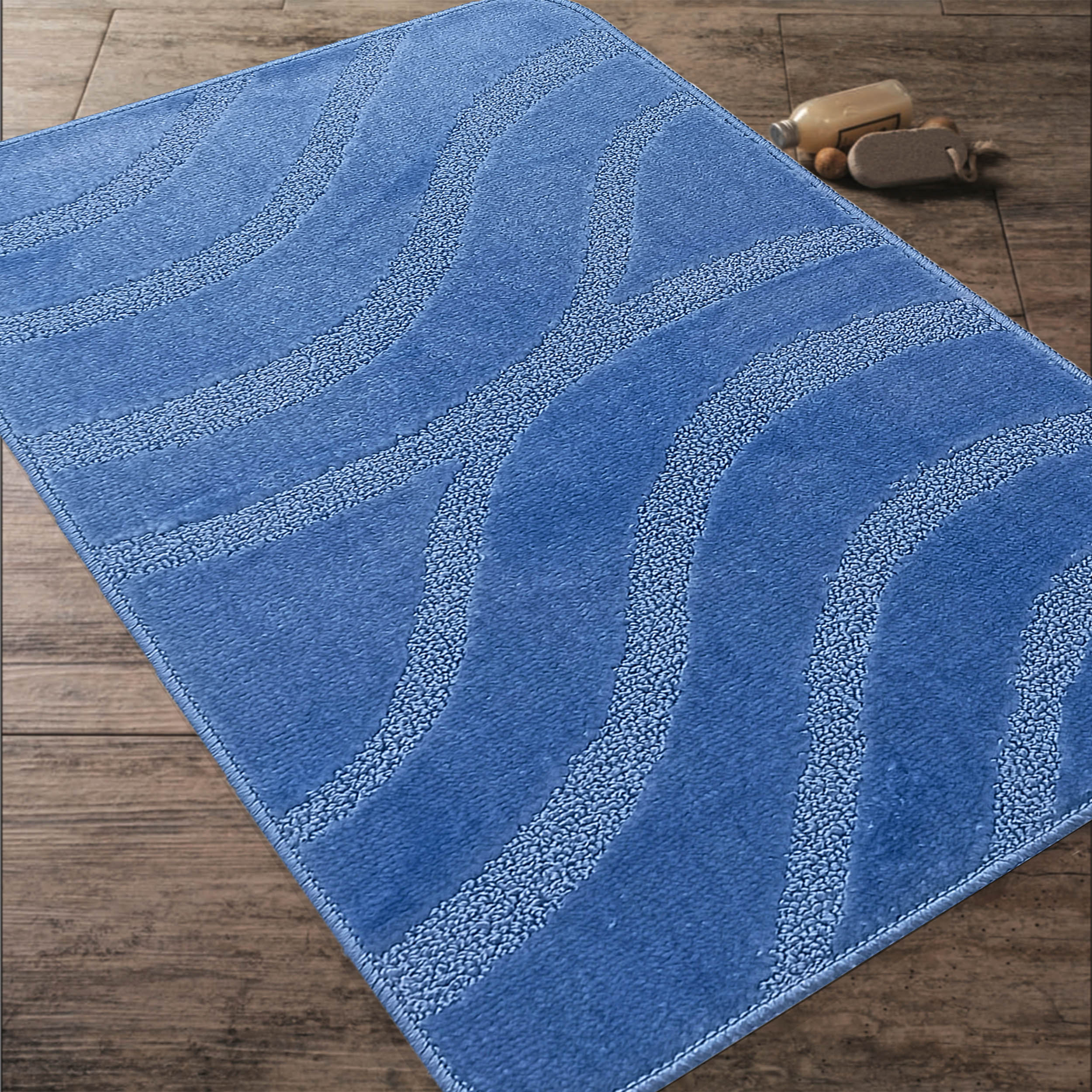 Komplet Dywaników Łazienkowych Montana Symphony - Lazurowy Pod WC Antypoślizgowy