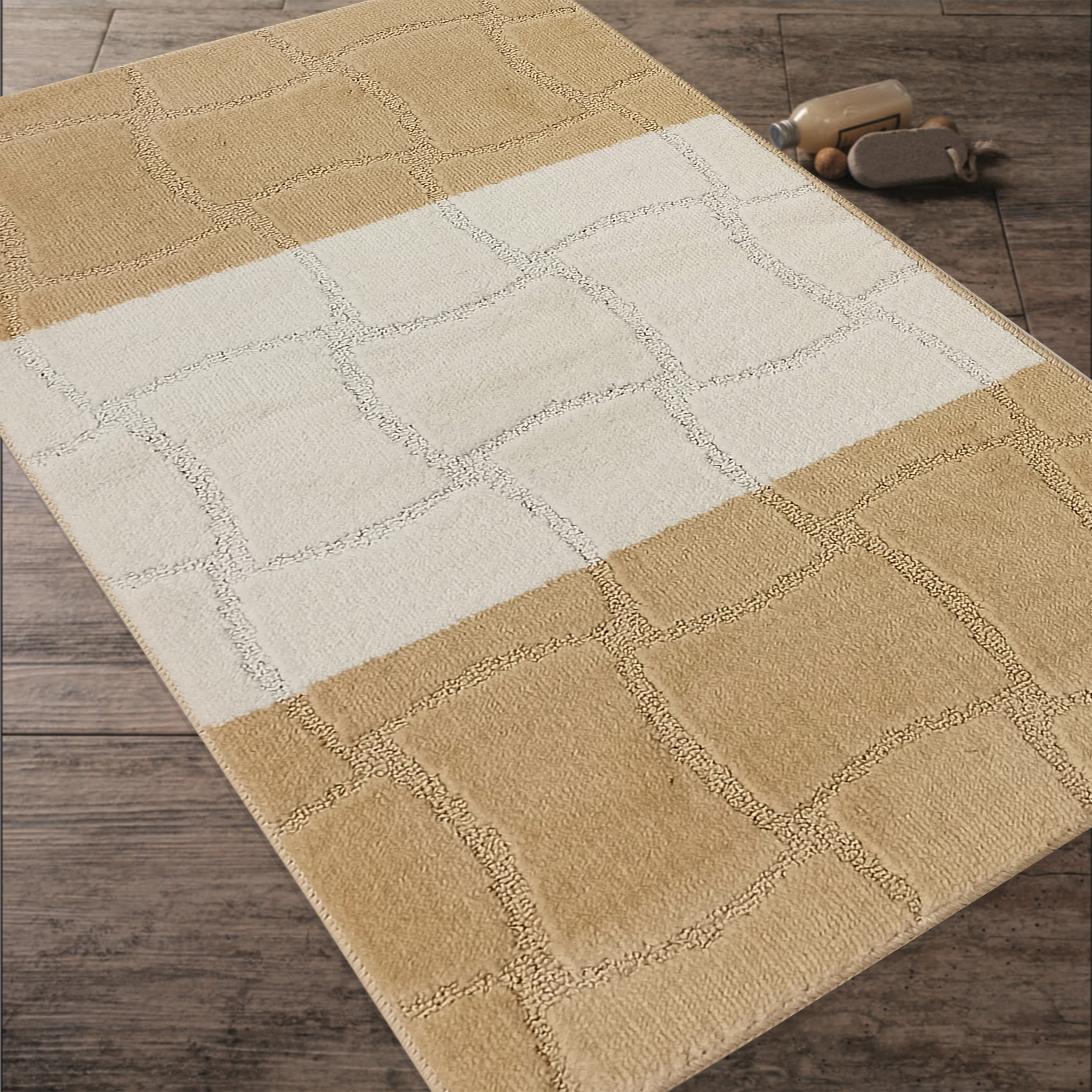 Komplet Dywaników Łazienkowych Montana Sariyer XL - Jasny Beżowy Pod WC Antypoślizgowy