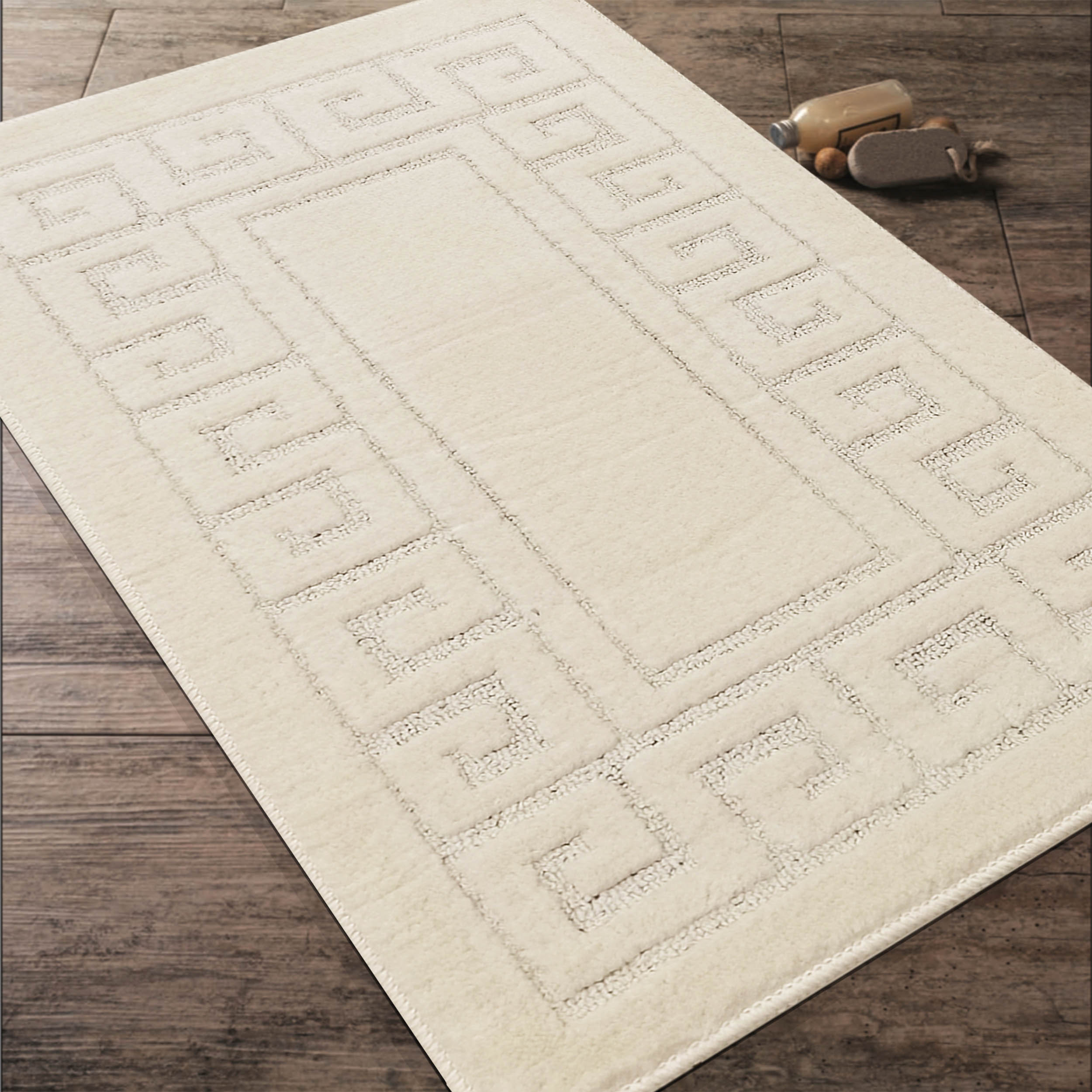 Komplet Dywaników Łazienkowych Montana Ethnic - Kremowy Pod WC Antypoślizgowy