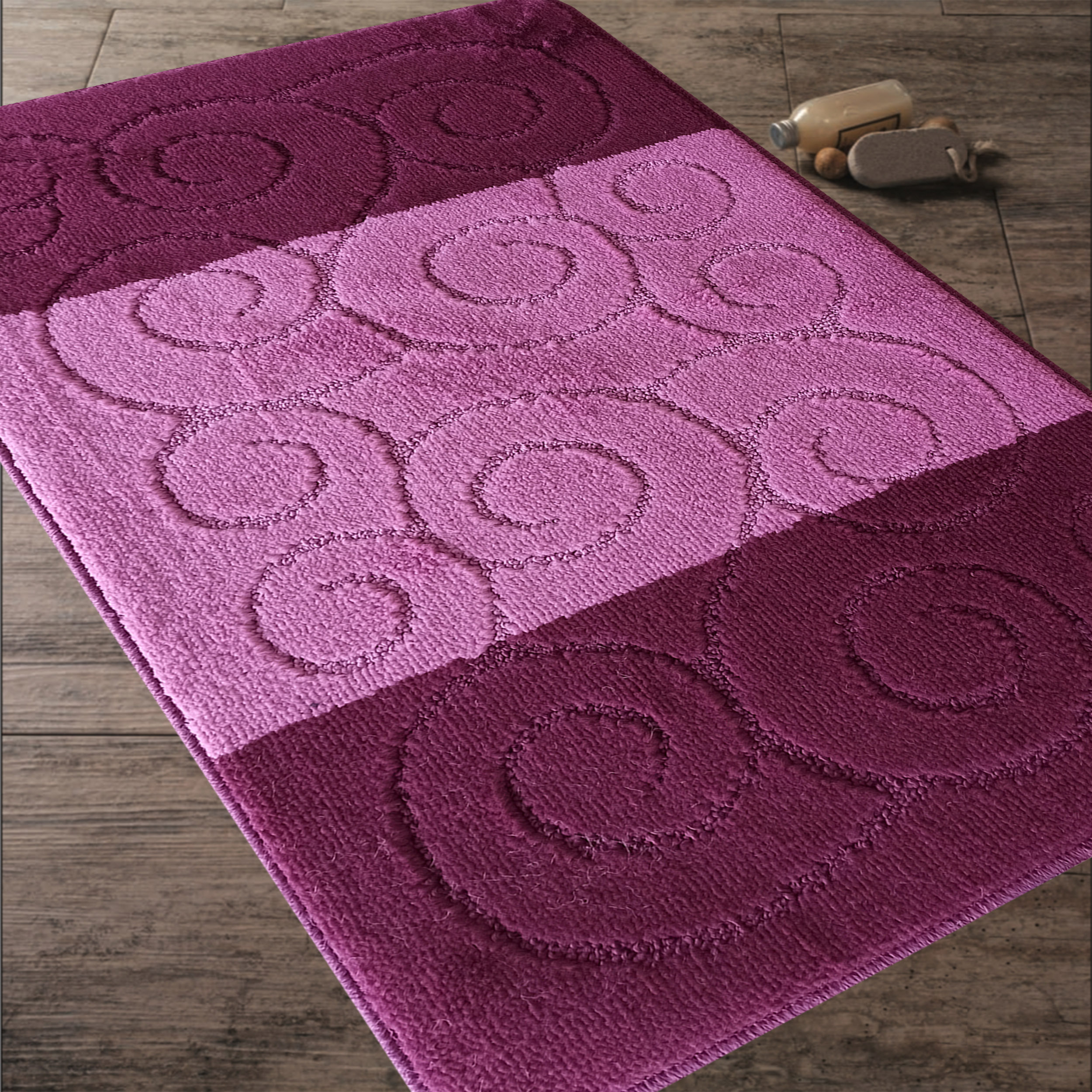 Komplet Dywaników Łazienkowych Montana Sile XL - Fioletowy Pod WC Antypoślizgowy