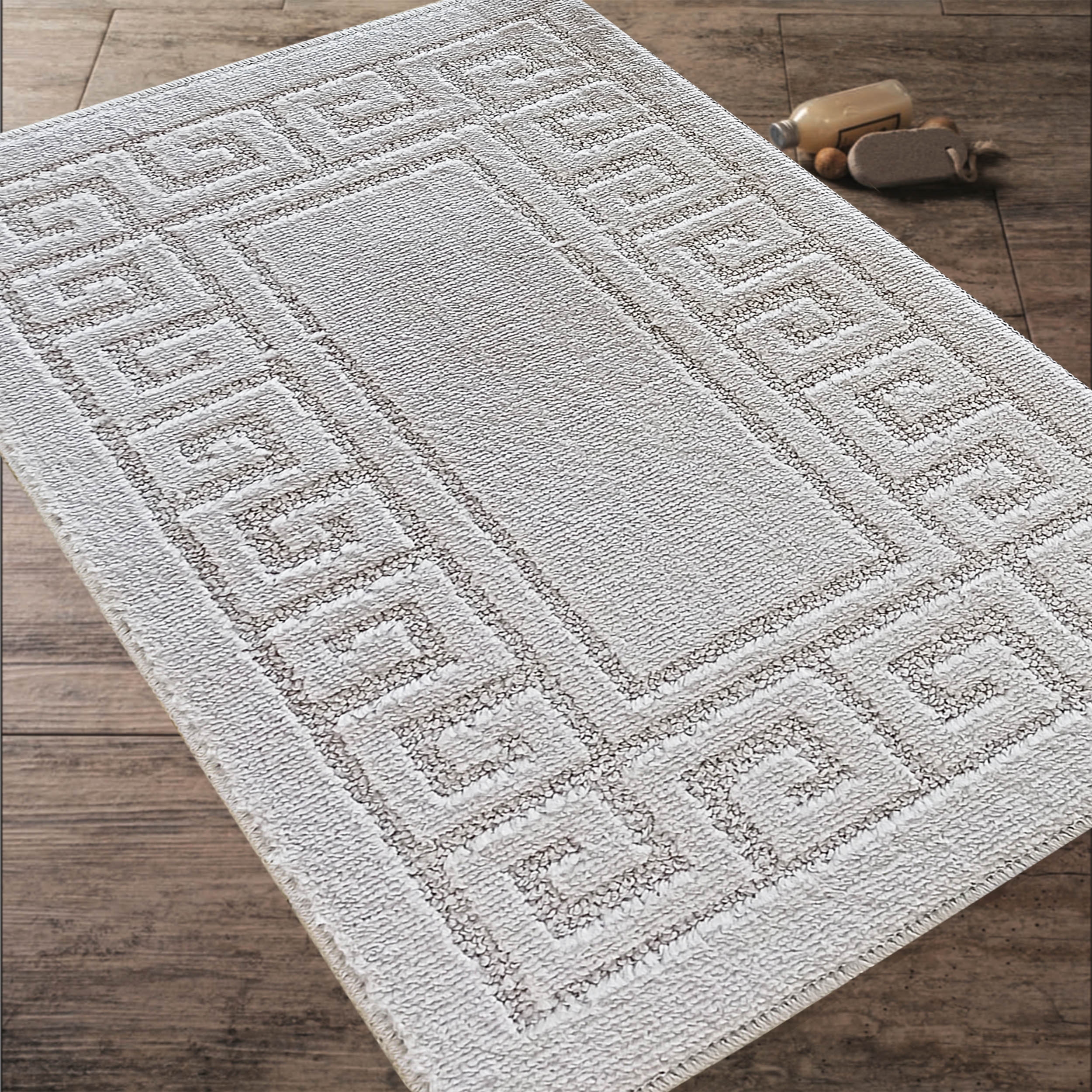 Komplet Dywaników Łazienkowych Montana Ethnic - Jasny Szary Pod WC Antypoślizgowy