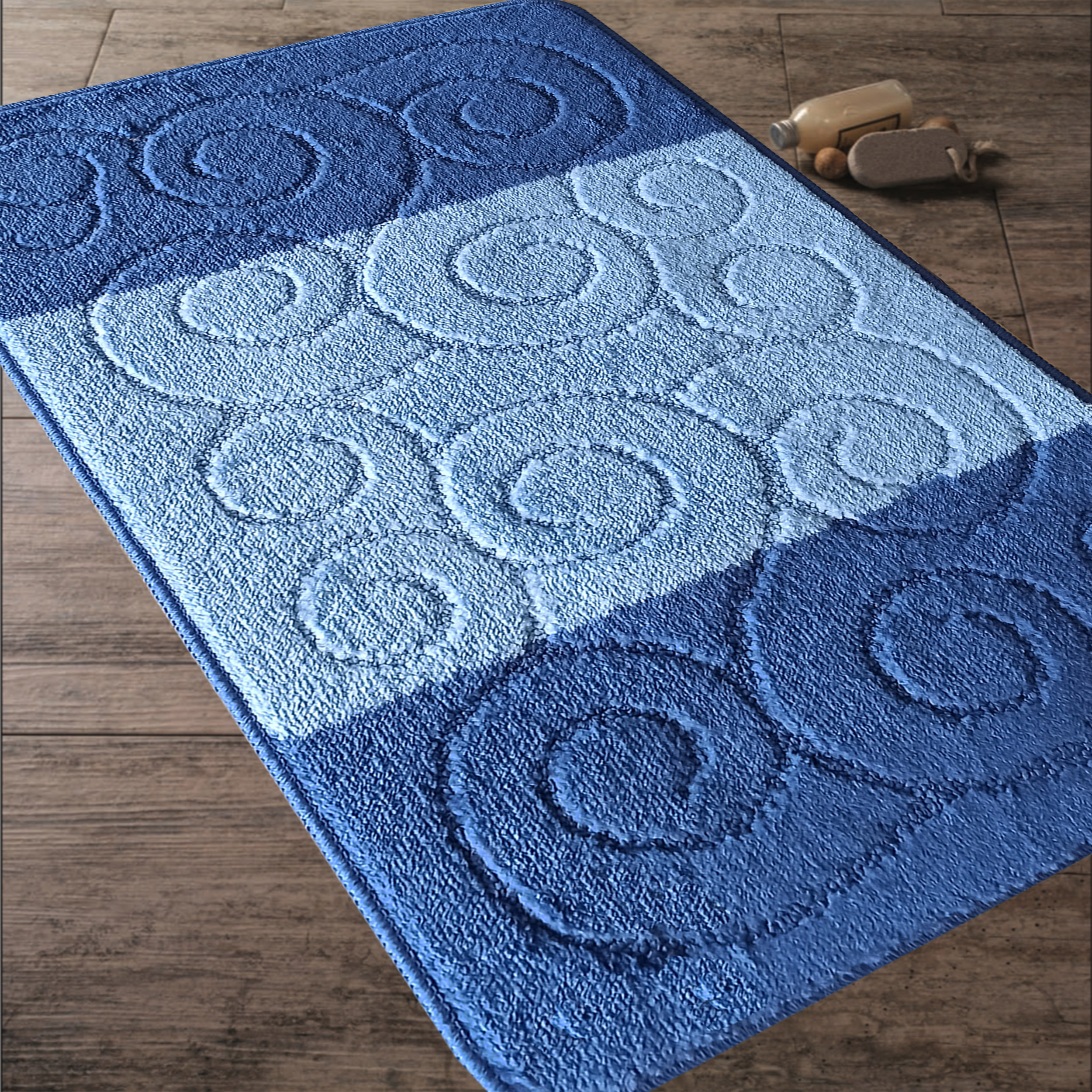 Komplet Dywaników Łazienkowych Montana Sile XL - Niebieski Pod WC Antypoślizgowy