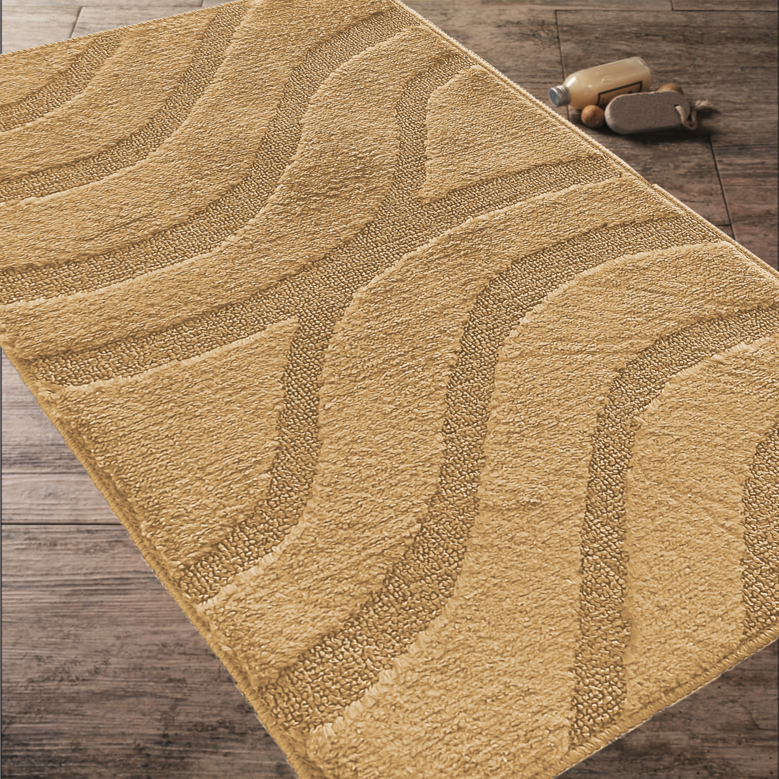 Komplet Dywaników Łazienkowych Montana Symphony - Miodowy Pod WC Antypoślizgowy