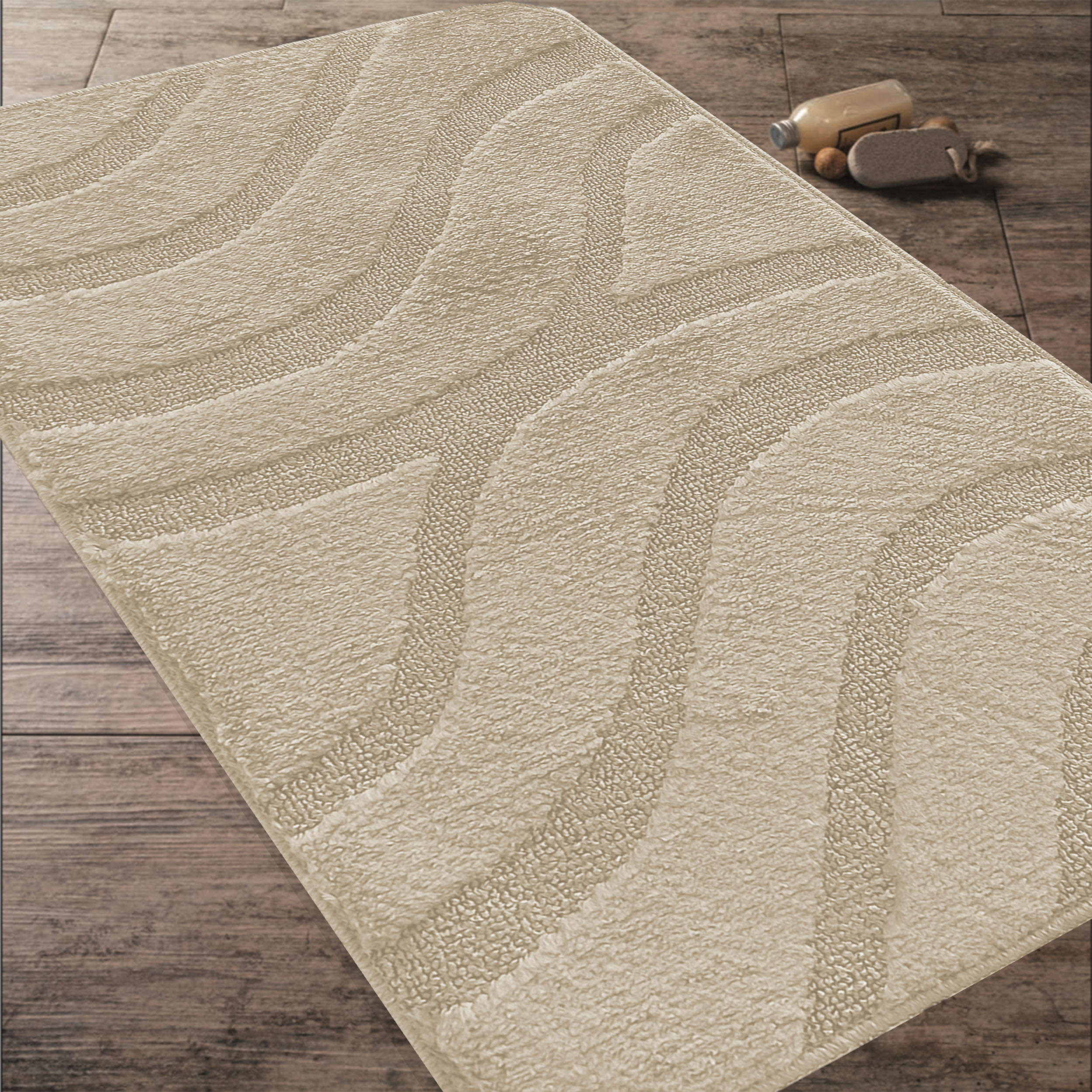 Komplet Dywaników Łazienkowych Montana Symphony - Beżowy Pod WC Antypoślizgowy