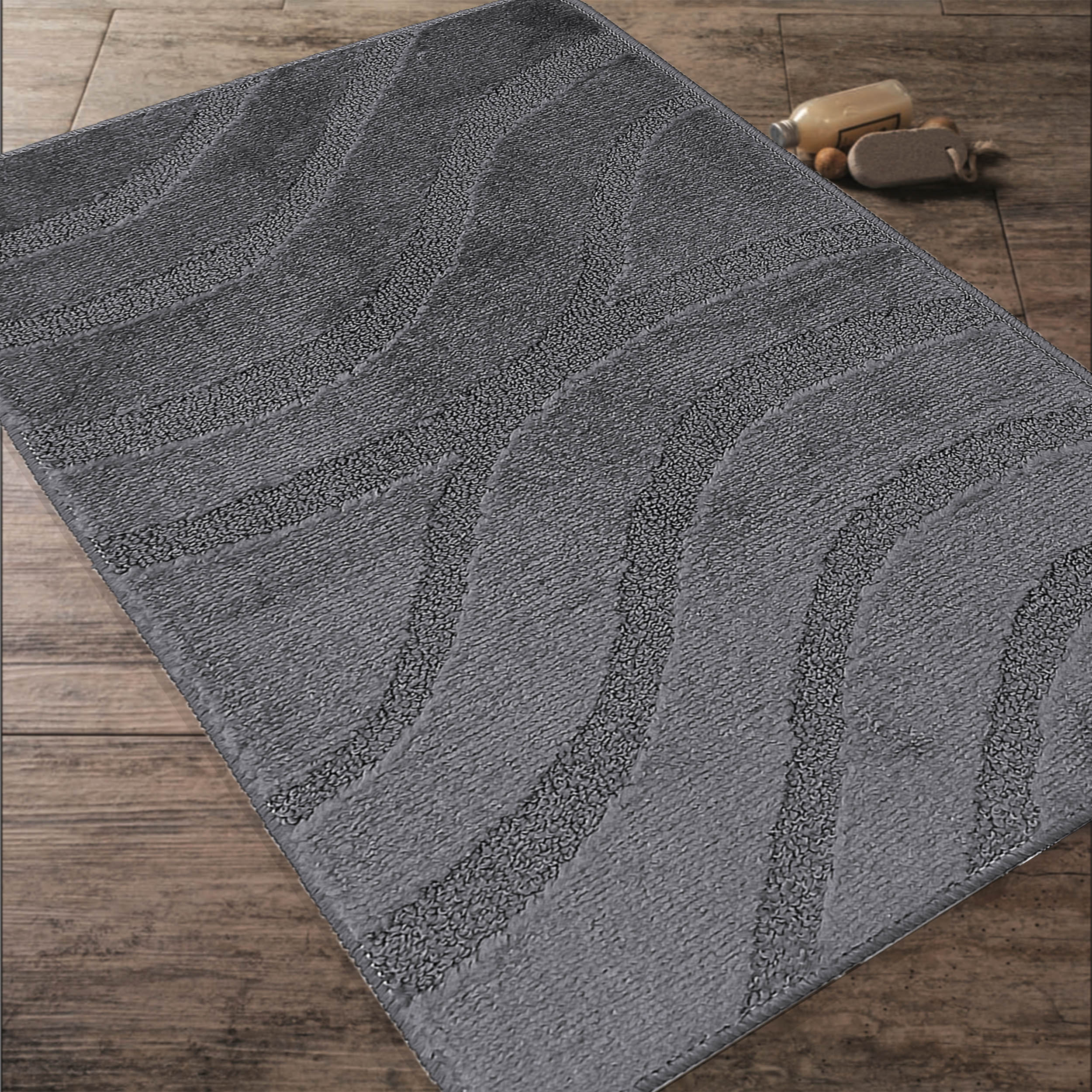 Komplet Dywaników Łazienkowych Montana Symphony - Stalowy Pod WC Antypoślizgowy