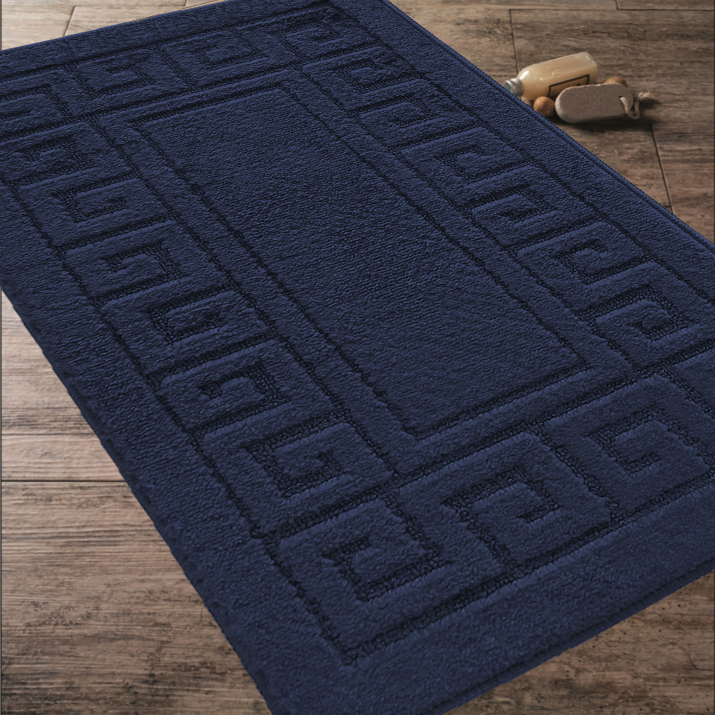 Komplet Dywaników Łazienkowych Montana Ethnic - Ciemny Granatowy Pod WC Antypoślizgowy