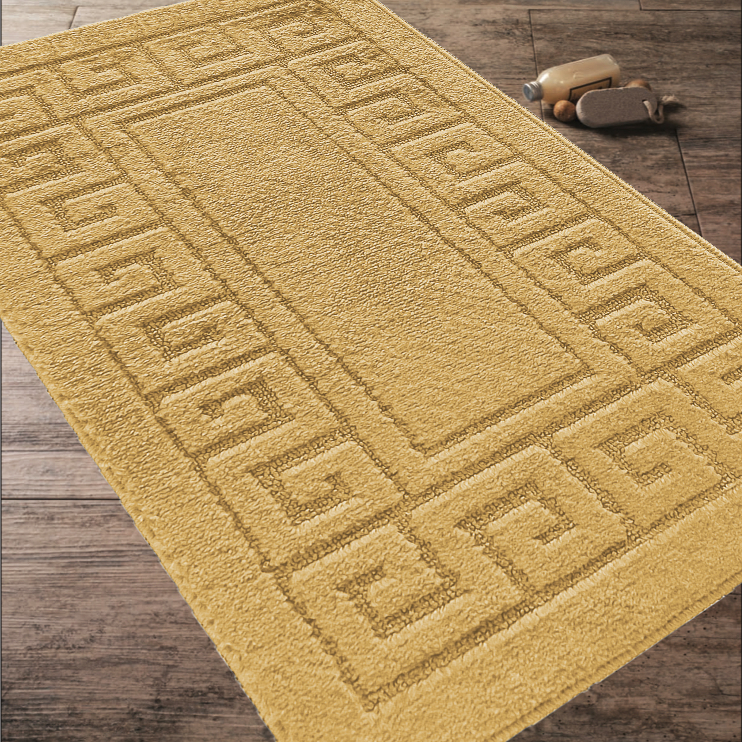 Komplet Dywaników Łazienkowych Montana Ethnic - Imbirowy Pod WC Antypoślizgowy