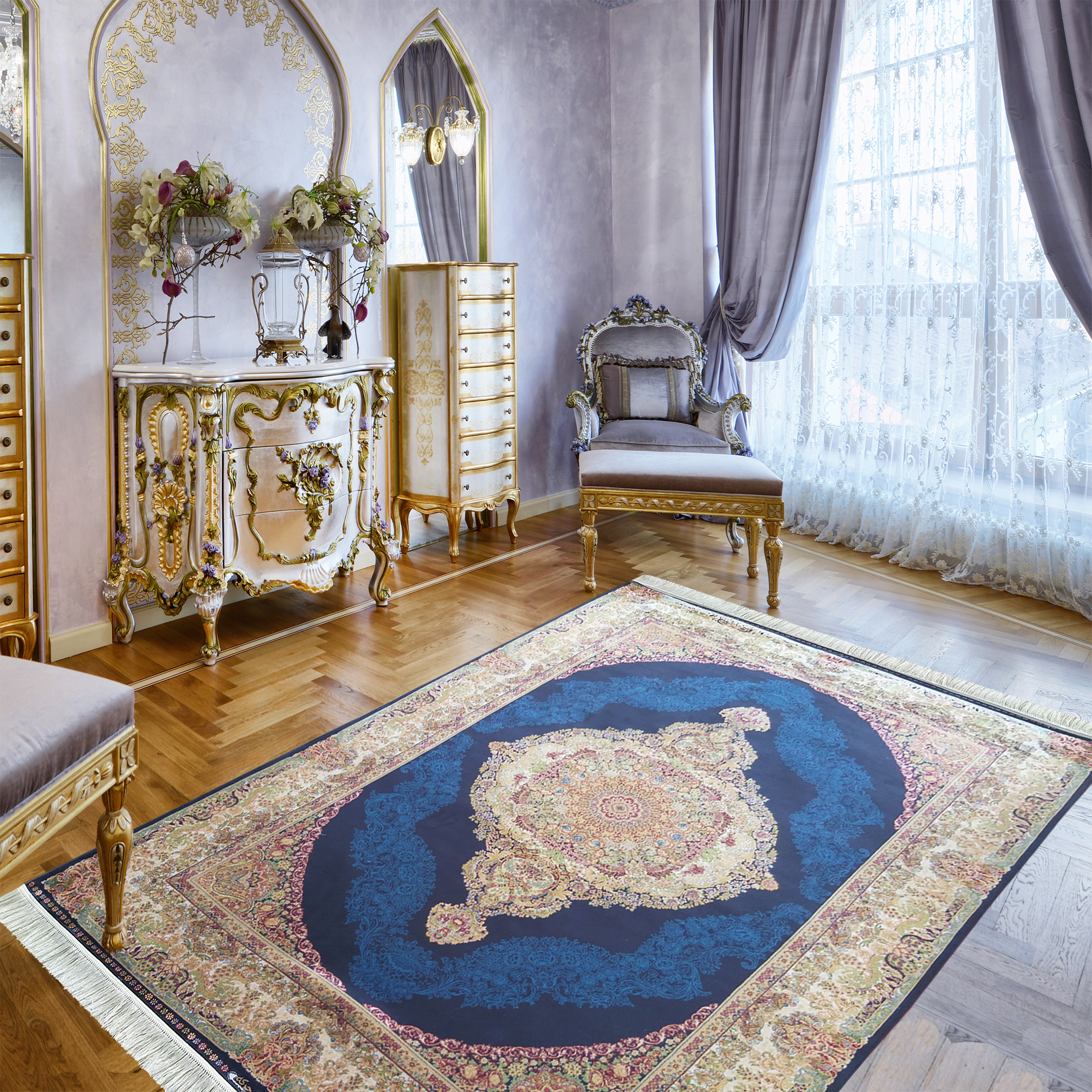 Dywan - 160 x 230 cm - Granatowy - Ekskluzywny - Dywanopol