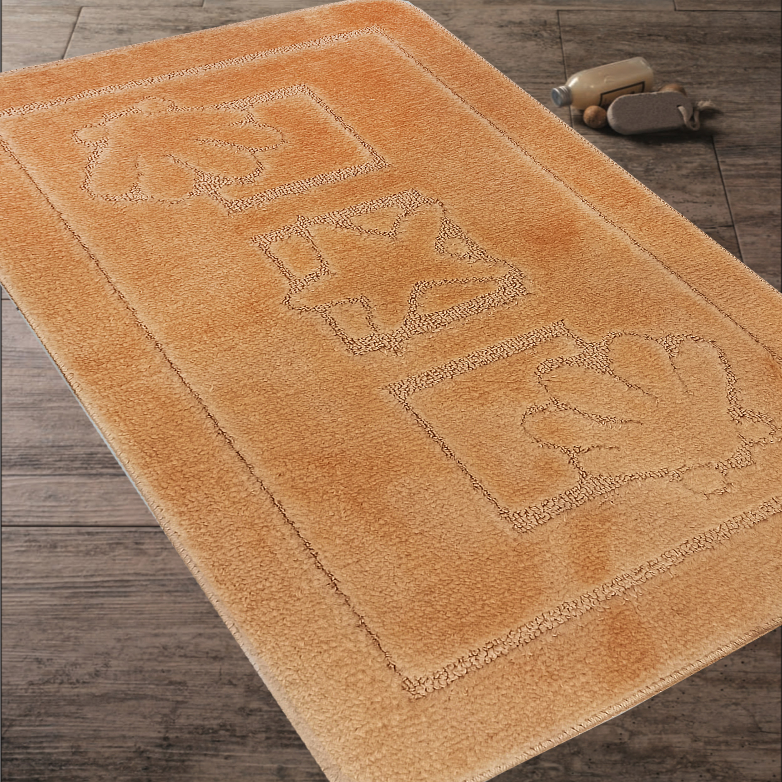 Komplet Dywaników Łazienkowych Montana Maritime - Bursztynowy Pod WC Antypoślizgowy