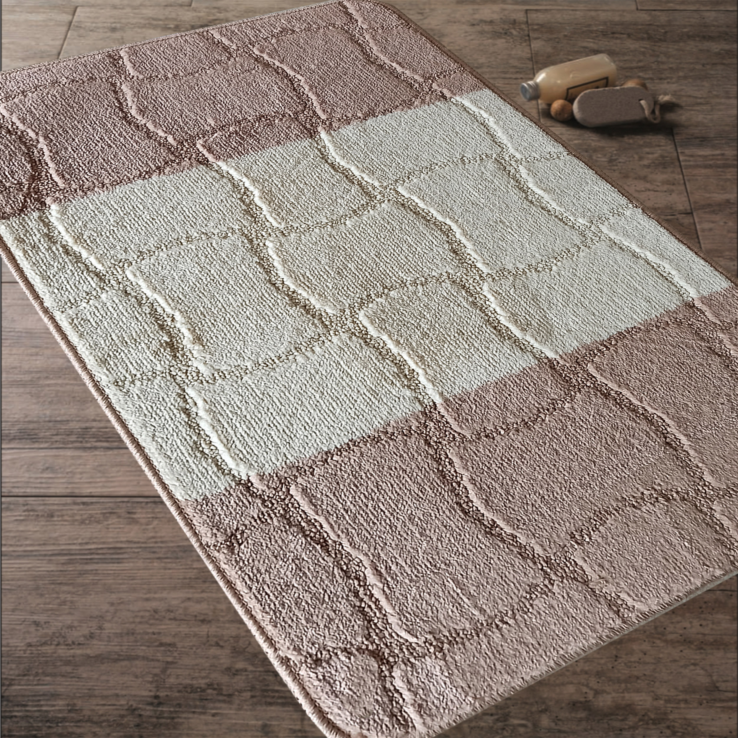 Komplet Dywaników Łazienkowych Montana Sariyer - Beżowy Pod WC Antypoślizgowy