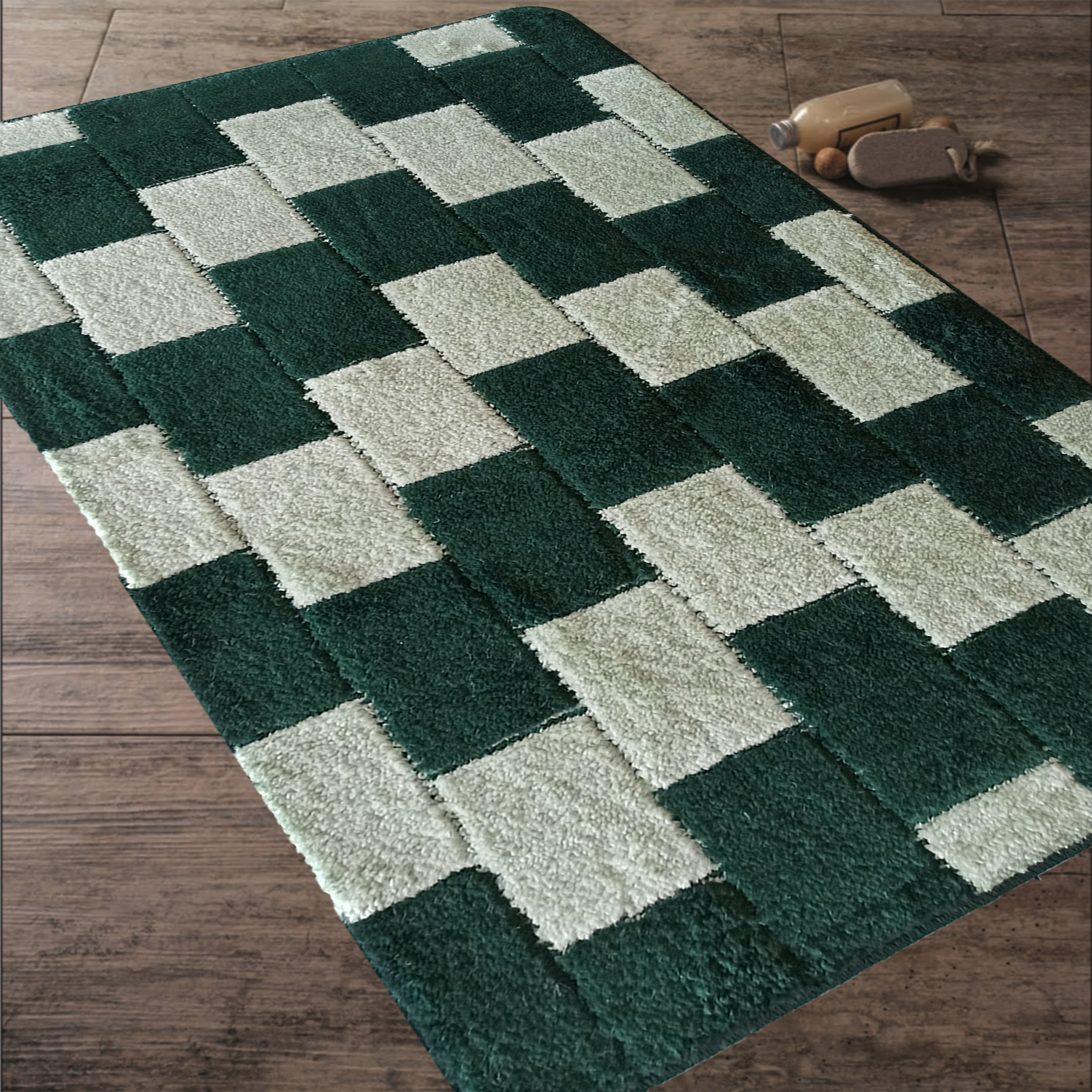 Komplet Dywaników Łazienkowych Montana Born XL - Zielony Pod WC Antypoślizgowy