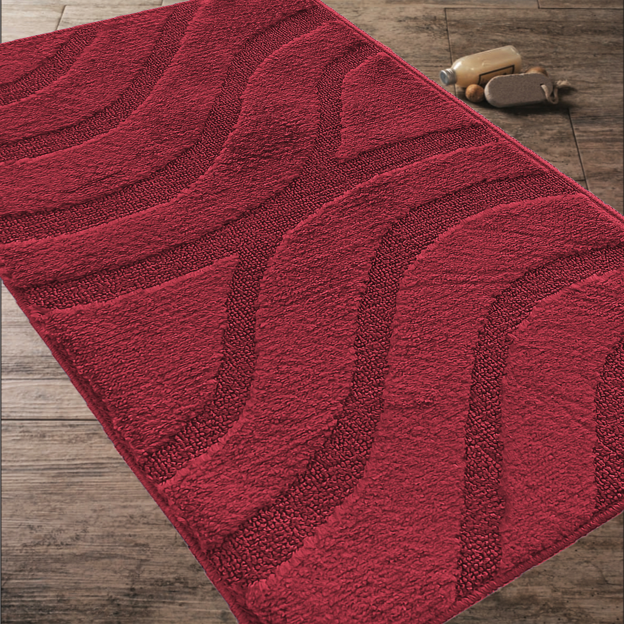 Komplet Dywaników Łazienkowych Montana Symphony - Bordowy Pod WC Antypoślizgowy