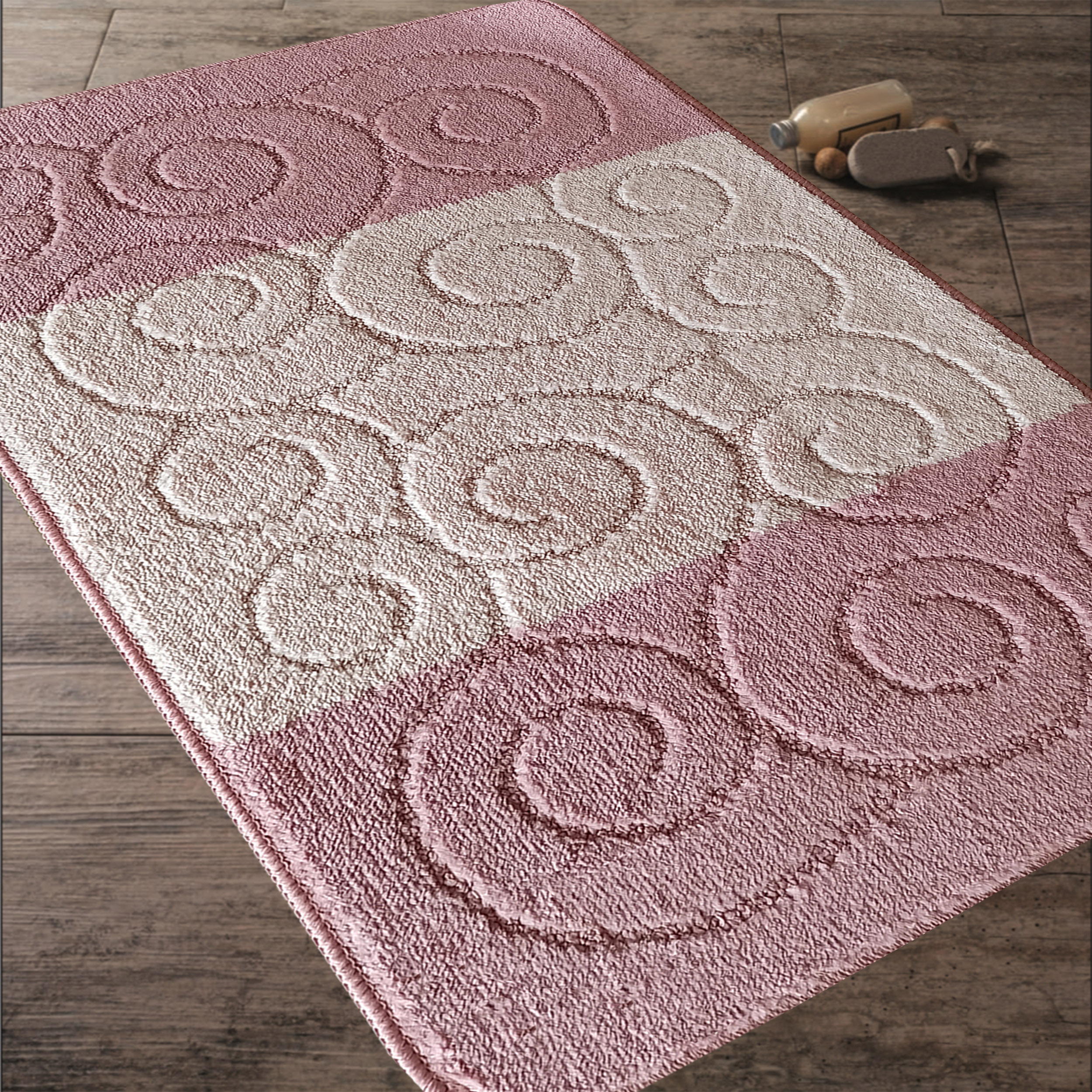 Komplet Dywaników Łazienkowych Montana Sile XL - Różowy Pod WC Antypoślizgowy