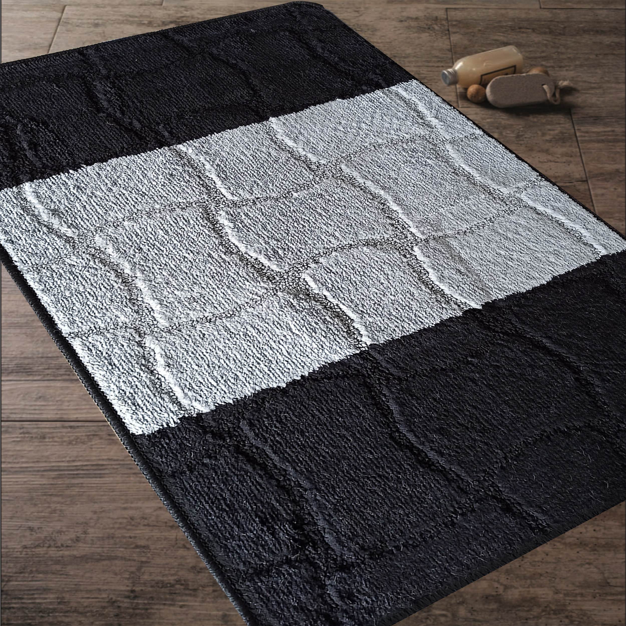 Komplet Dywaników Łazienkowych Montana Sariyer XL - Czarny Pod WC Antypoślizgowy