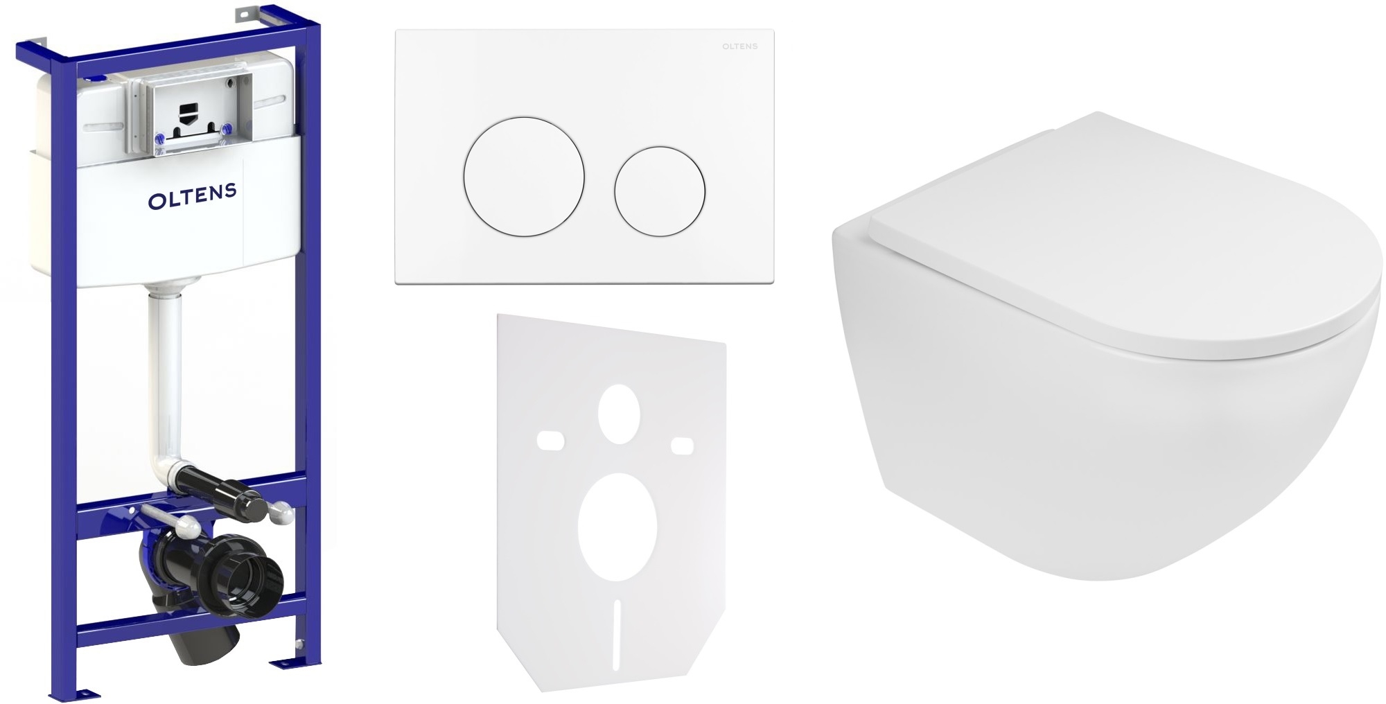 Darmowa Dostawa - Zestaw miska z deską i stelaż z przyciskiem Oltens Triberg 58301000