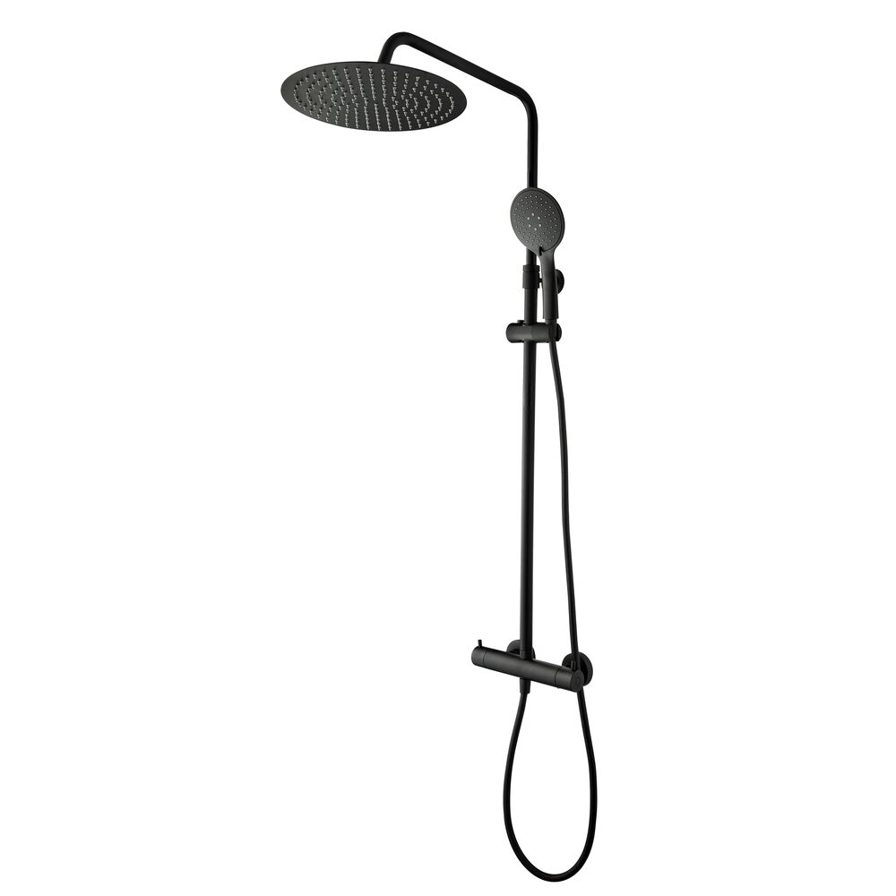 Darmowa Dostawa - Zestaw prysznicowy ścienny termostatyczny z deszczownicą czarny Tiger Twiss 1714840746