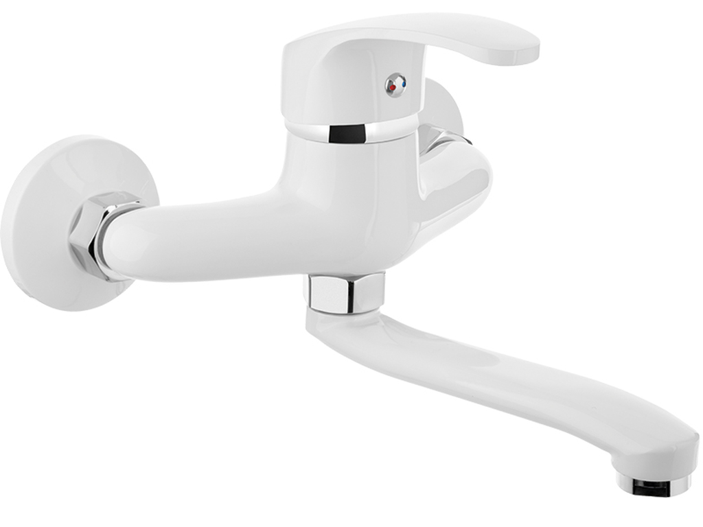 Darmowa Dostawa - Bateria umywalkowa ścienna biała Kuchinox Kakadu BKK650D