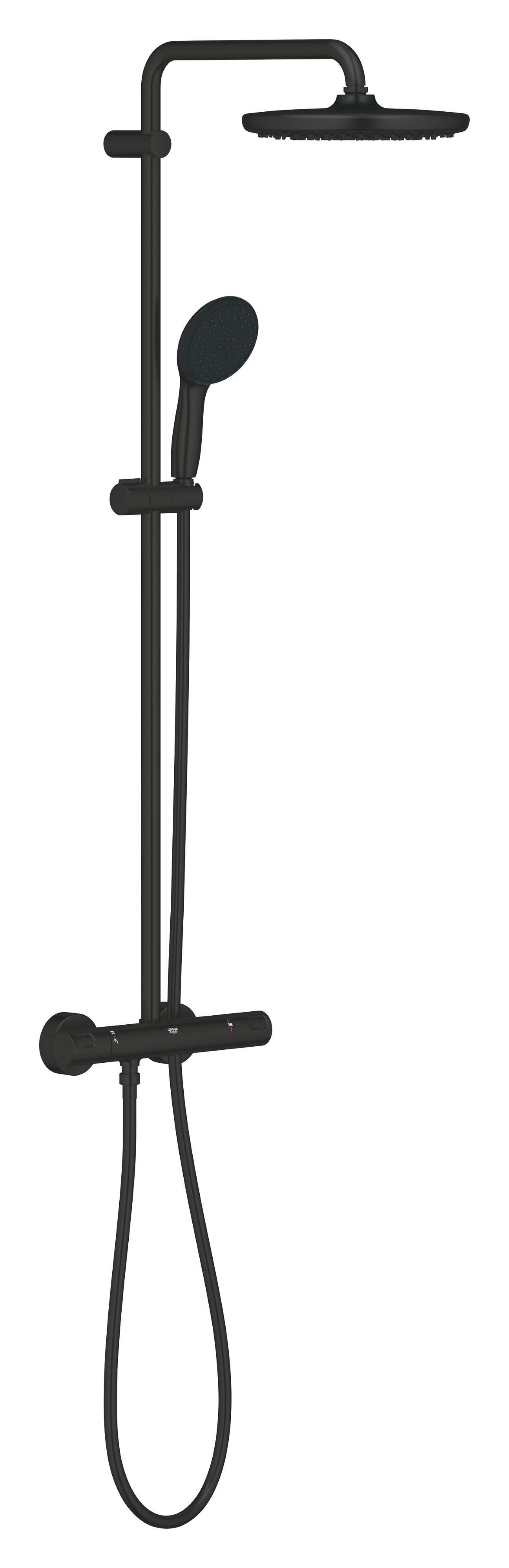 Darmowa Dostawa - Zestaw prysznicowy ścienny termostatyczny z deszczownicą czarny Grohe Vitalio Start System 266772431