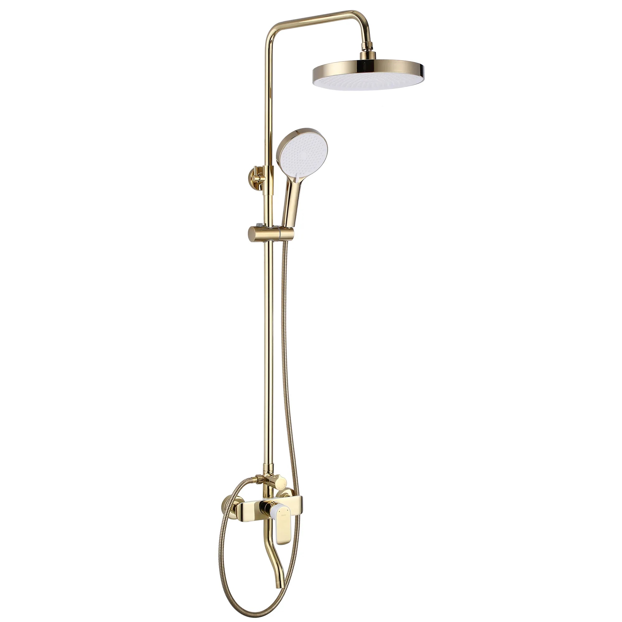 Darmowa Dostawa - Zestaw prysznicowy ścienny z deszczownicą biały-złoty Rea Bloom REAP9529
