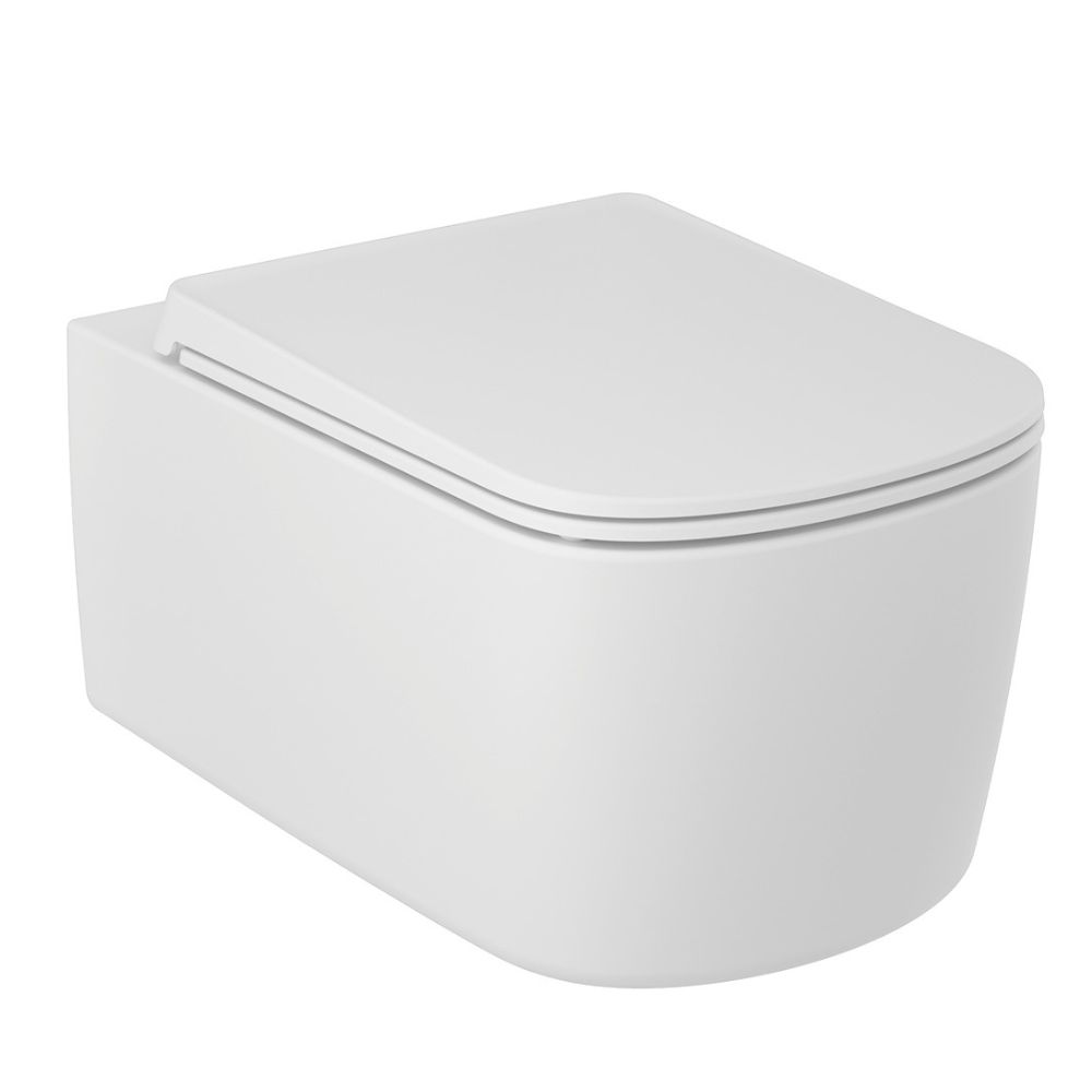 Darmowa Dostawa - Miska WC z deską wolnoopadającą wisząca bez kołnierza spłukiwanie wirowe biały mat Kludi Resa S 27WCSET53