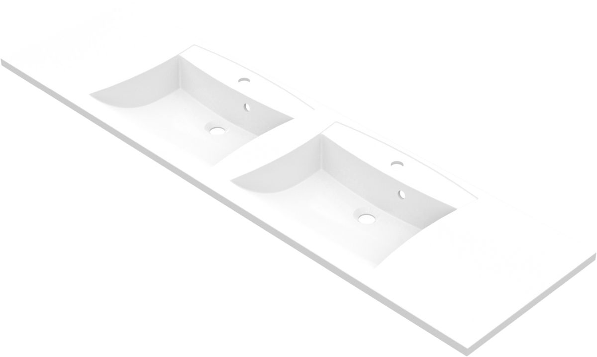 Darmowa Dostawa - Umywalka 181.2x50 cm prostokątna wpuszczana-podwójna biała Vayer Norma-D 1810500113101XX