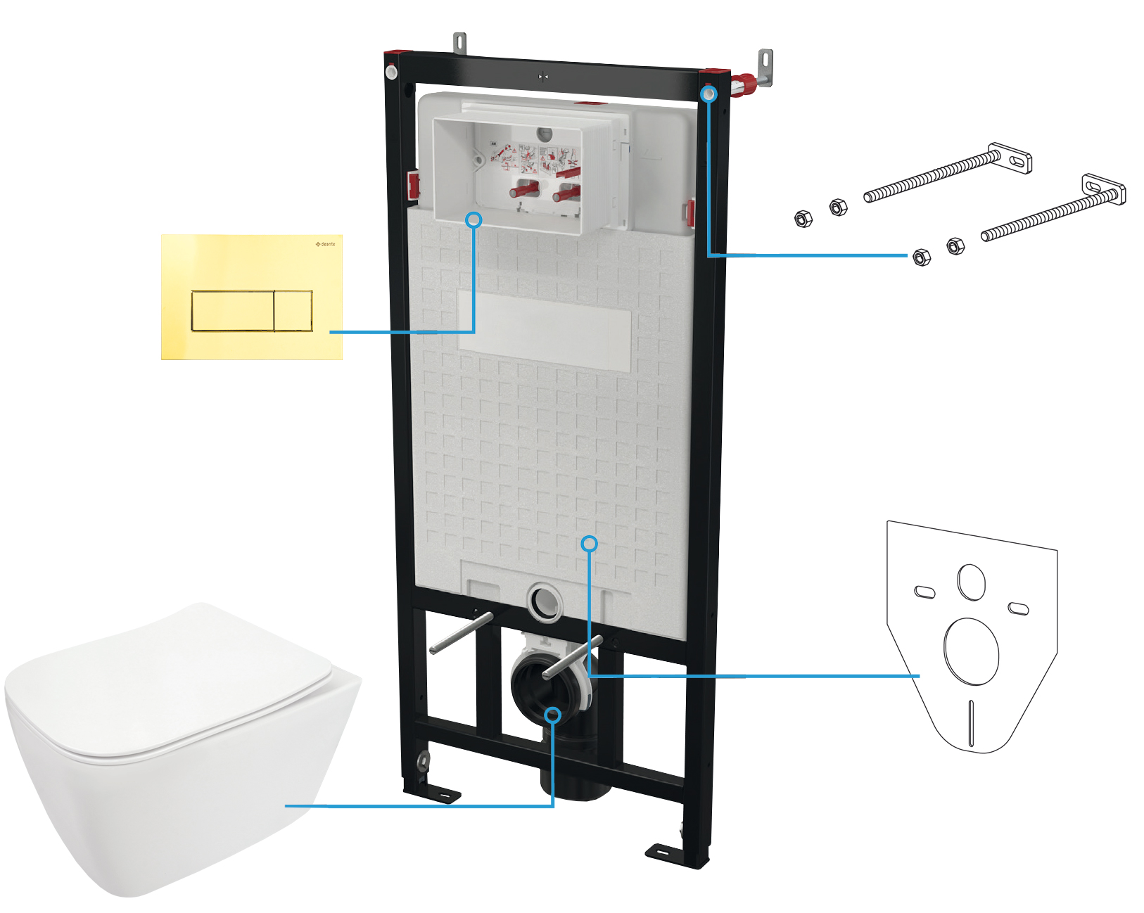 Darmowa Dostawa - Zestaw stelaż z miską, deską i przyciskiem Deante Hiacynt New CDYZ6ZPW