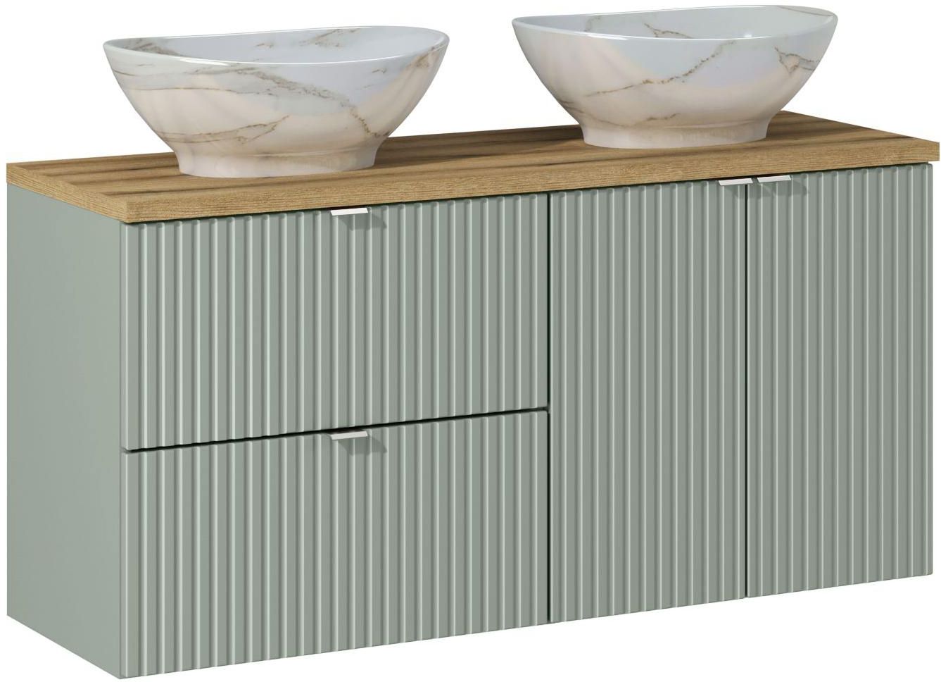 Darmowa Dostawa - Umywalka z szafką i blatem 120 cm zieloną Comad Line Reed Green SETLRGBOAK120CMUNPATI