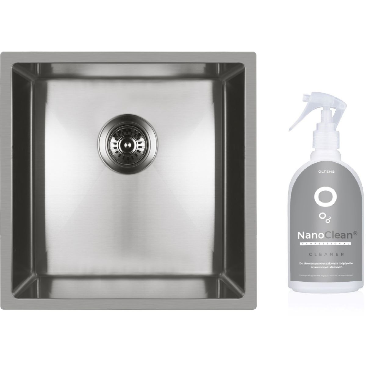 Darmowa Dostawa - Zlewozmywak stalowy z płynem do czyszczenia 44x44 cm stal Oltens Stalvask abset6943