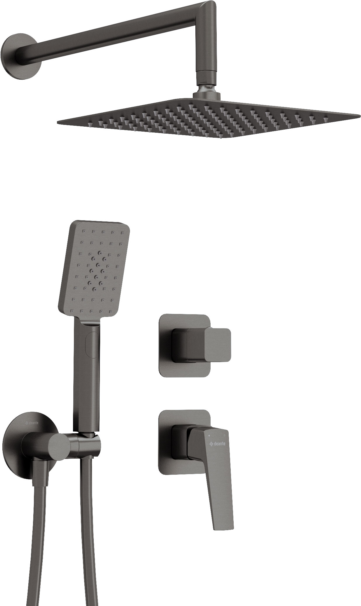 Darmowa Dostawa - Zestaw prysznicowy podtynkowy z deszczownicą grafitowy Deante Blur NQLD9YK