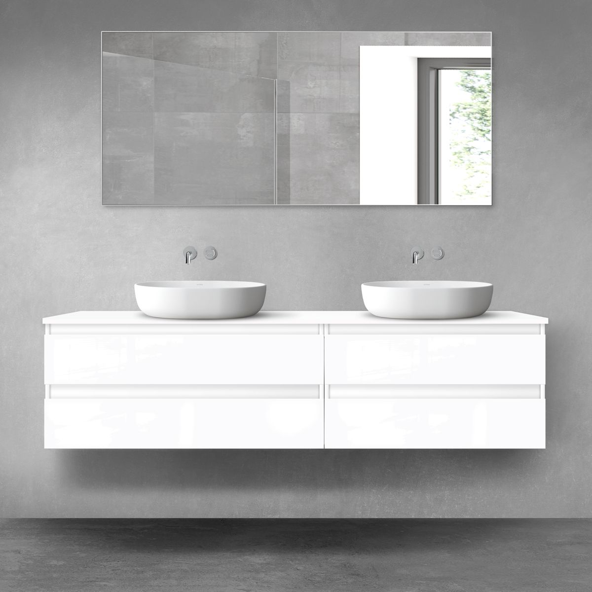 Darmowa Dostawa - Zestaw mebli łazienkowych 180x46.4x48.6 cm podumywalkowa wisząca biała Oltens Vernal 68551000