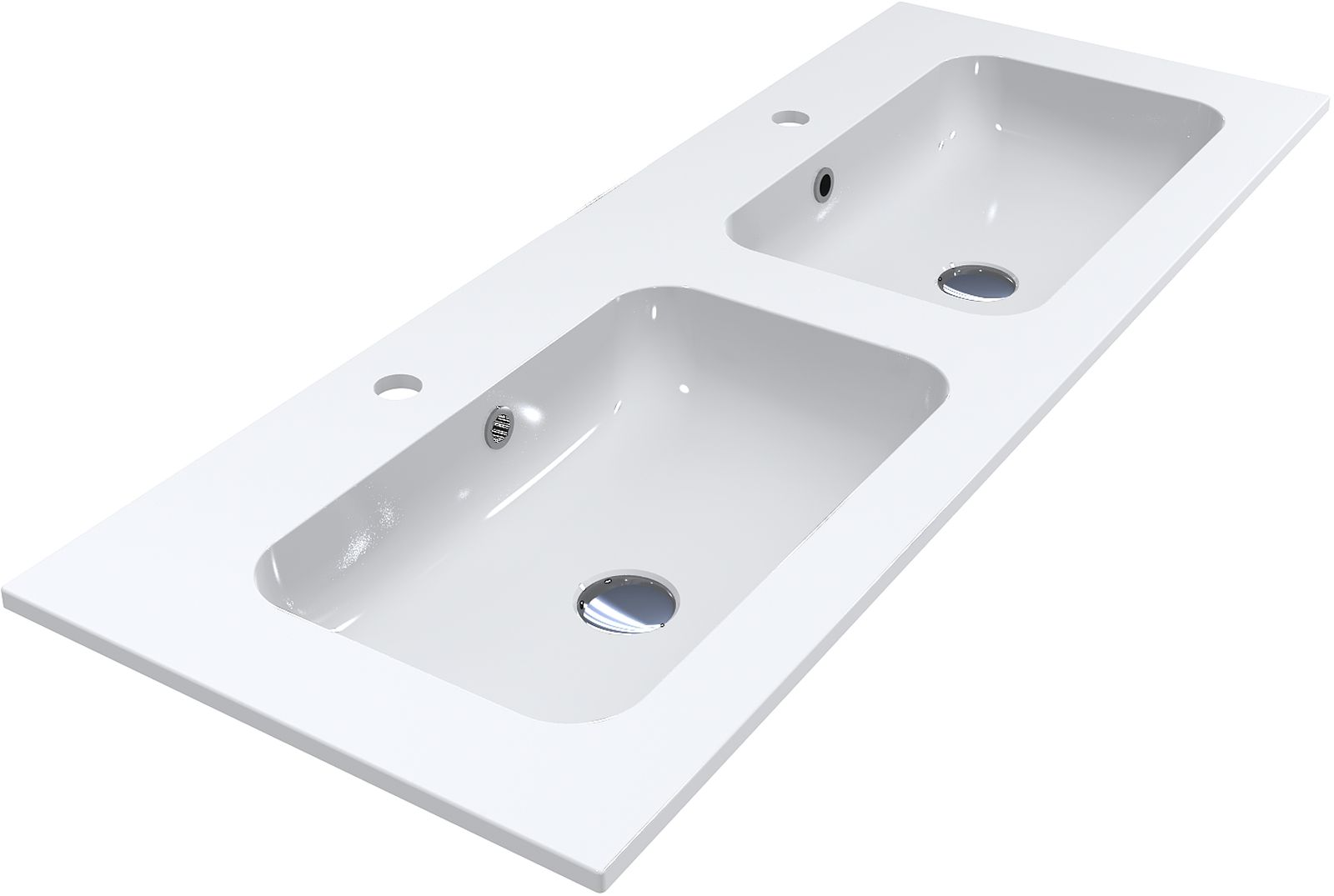 Darmowa Dostawa - Umywalka 110x45 cm prostokątna wpuszczana-podwójna biała Miraggio Della 0000168