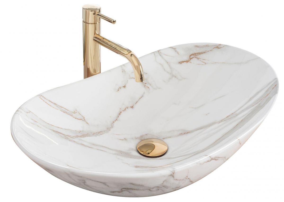 Darmowa Dostawa - Umywalka 62.5x36 cm owalna dwukolorowa Rea Royal REAU8548