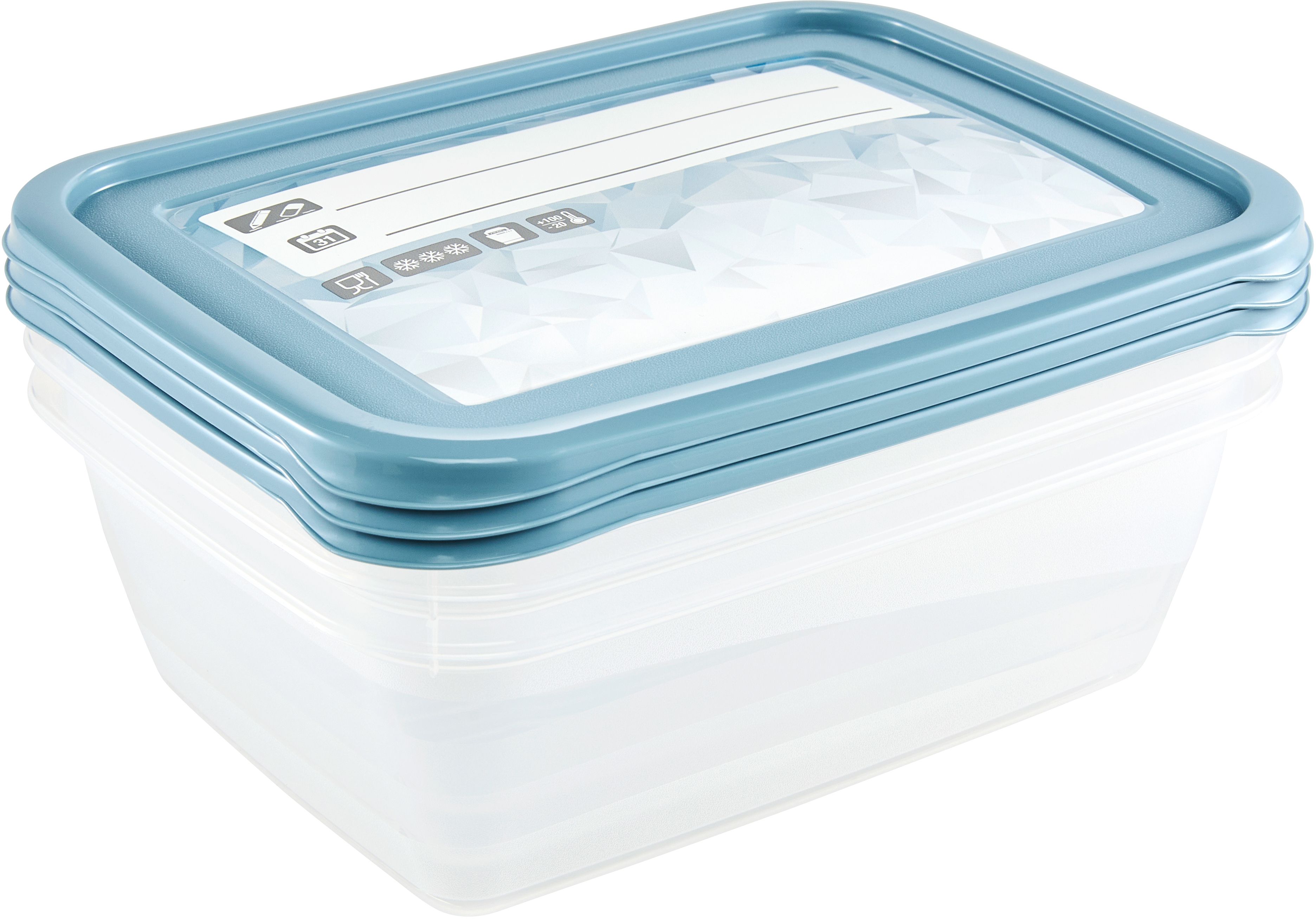 Darmowa Dostawa - Zestaw pojemników do przechowywania 20.5x15.5x6.5 cm przezroczysty-niebieski Keeeper Magic Ice 3005268028600